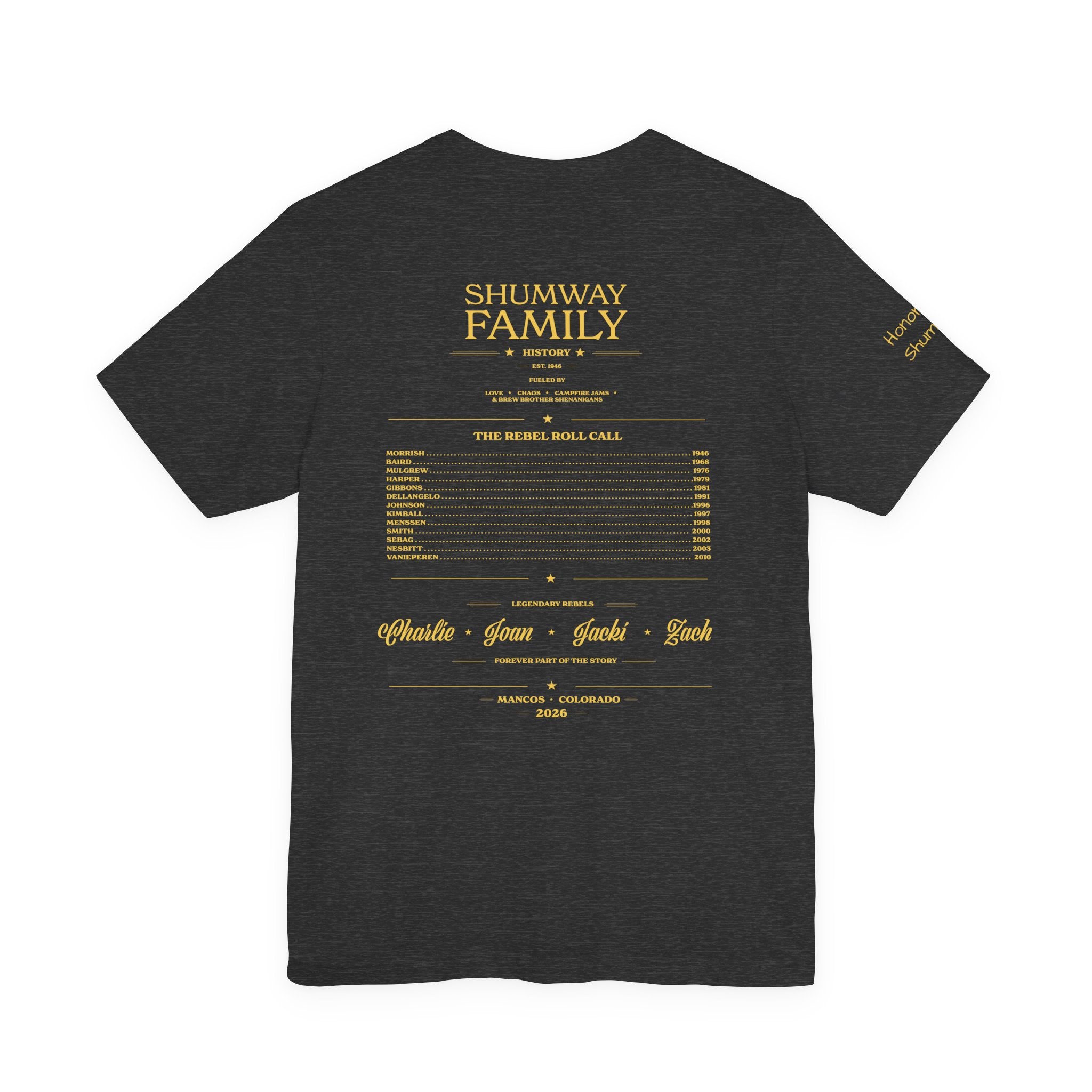 Honorary Shumway Family Rebellion tour tee | Concert Poster T-shirt, Acoustic Folk Design