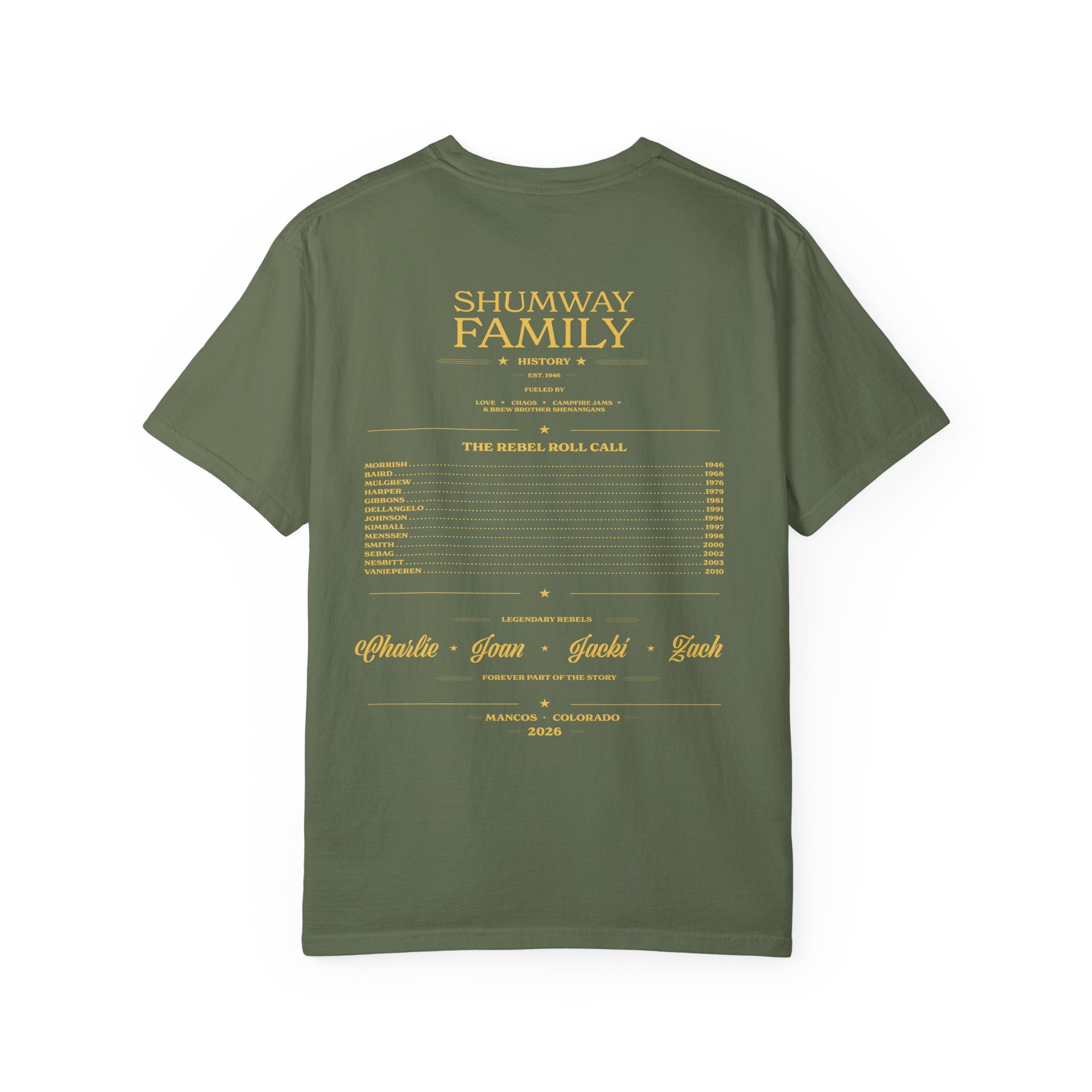 Shumway Family Rebellion T-shirt | Americana Sunset Landscape, Guitar Motif