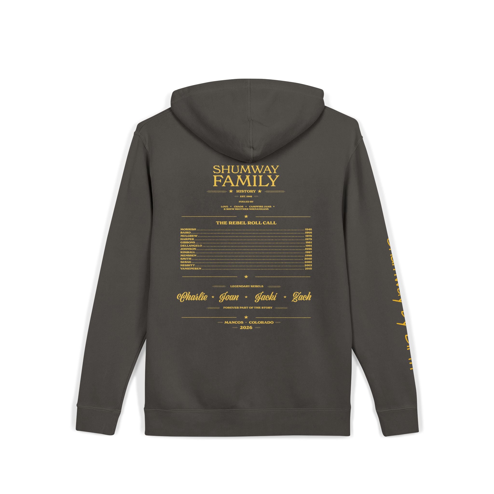 Shumway by Birth Mountain Lake Sunset hoodie | Vintage Landscape, Script Sleeve