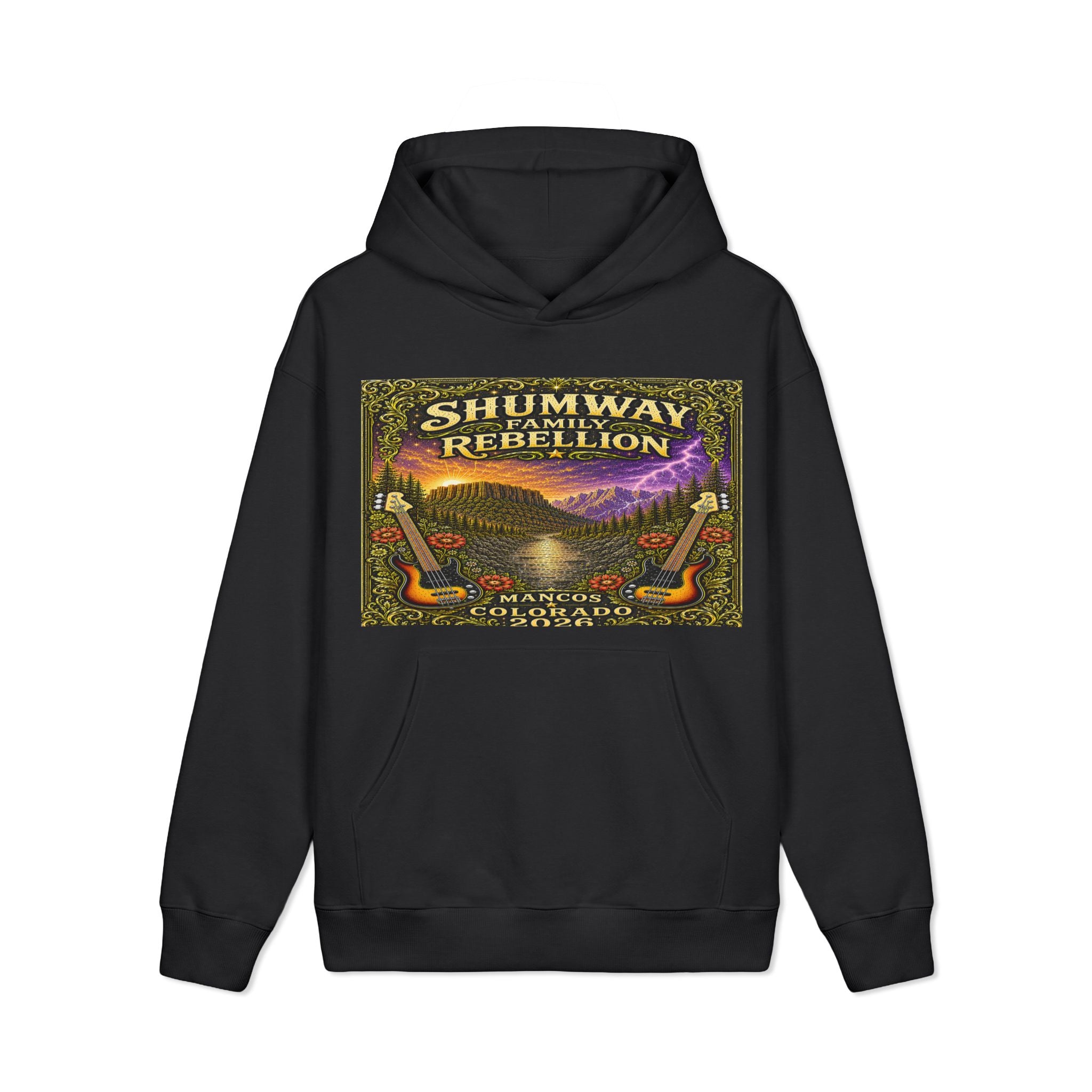 Flower Shumway Family Rebellion Hoodie | Vintage Landscape Illustration