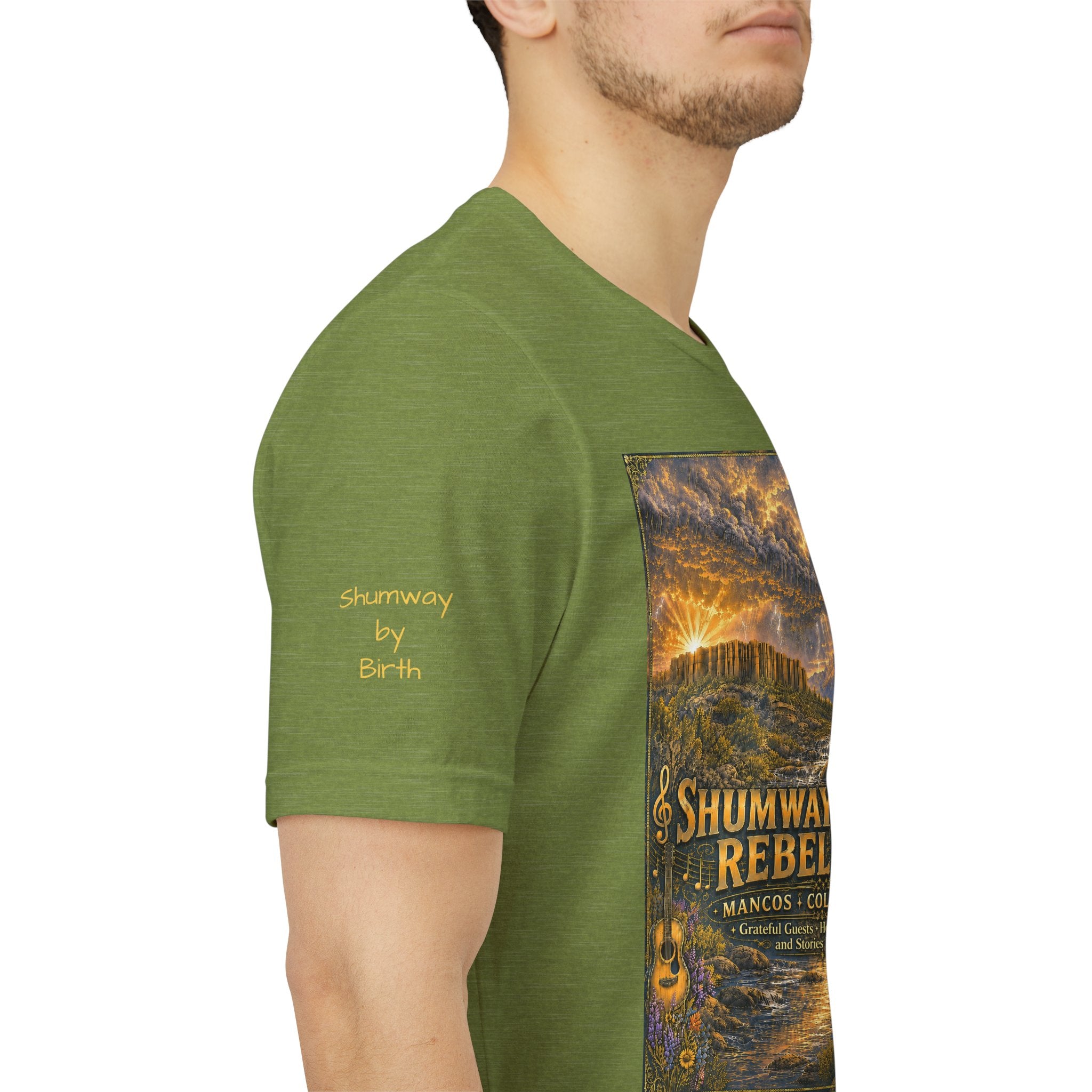 Shumway by Birth Family Rebellion tour tee | Concert Poster T-shirt, Acoustic Folk Design