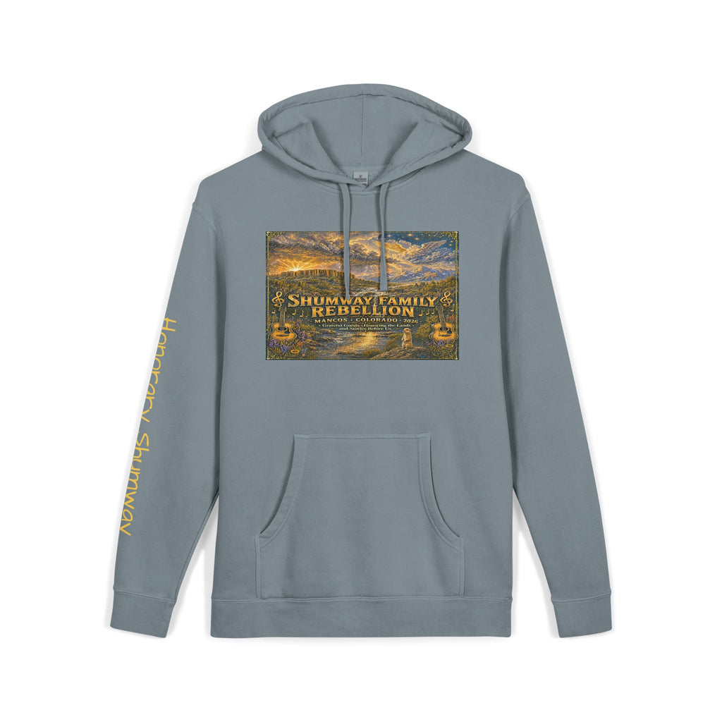 Honorary Shumway Mountain Lake Sunset hoodie | Vintage Landscape, Script Sleeve
