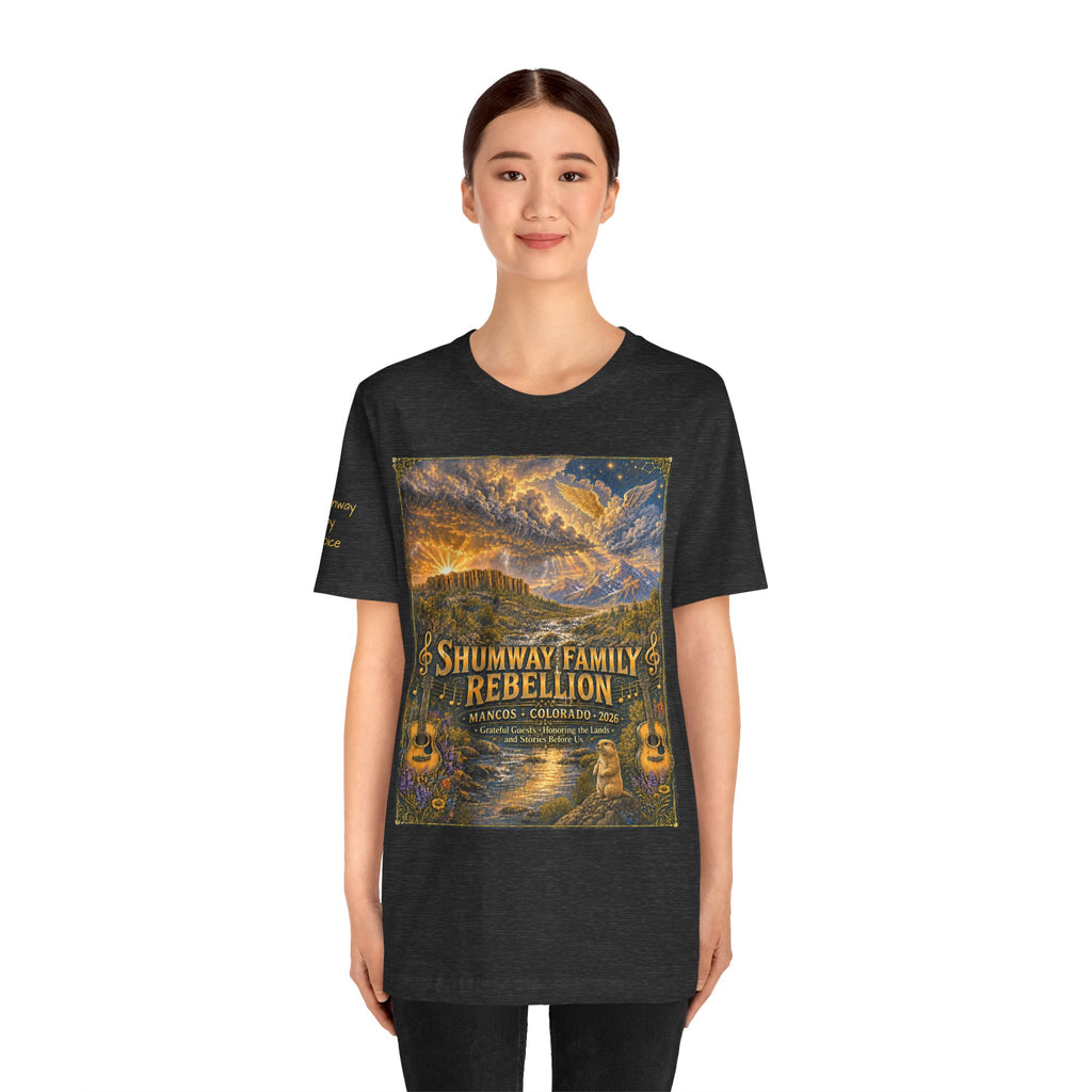 Shumway by Choice Family Rebellion tour tee | Concert Poster T-shirt, Acoustic Folk Design
