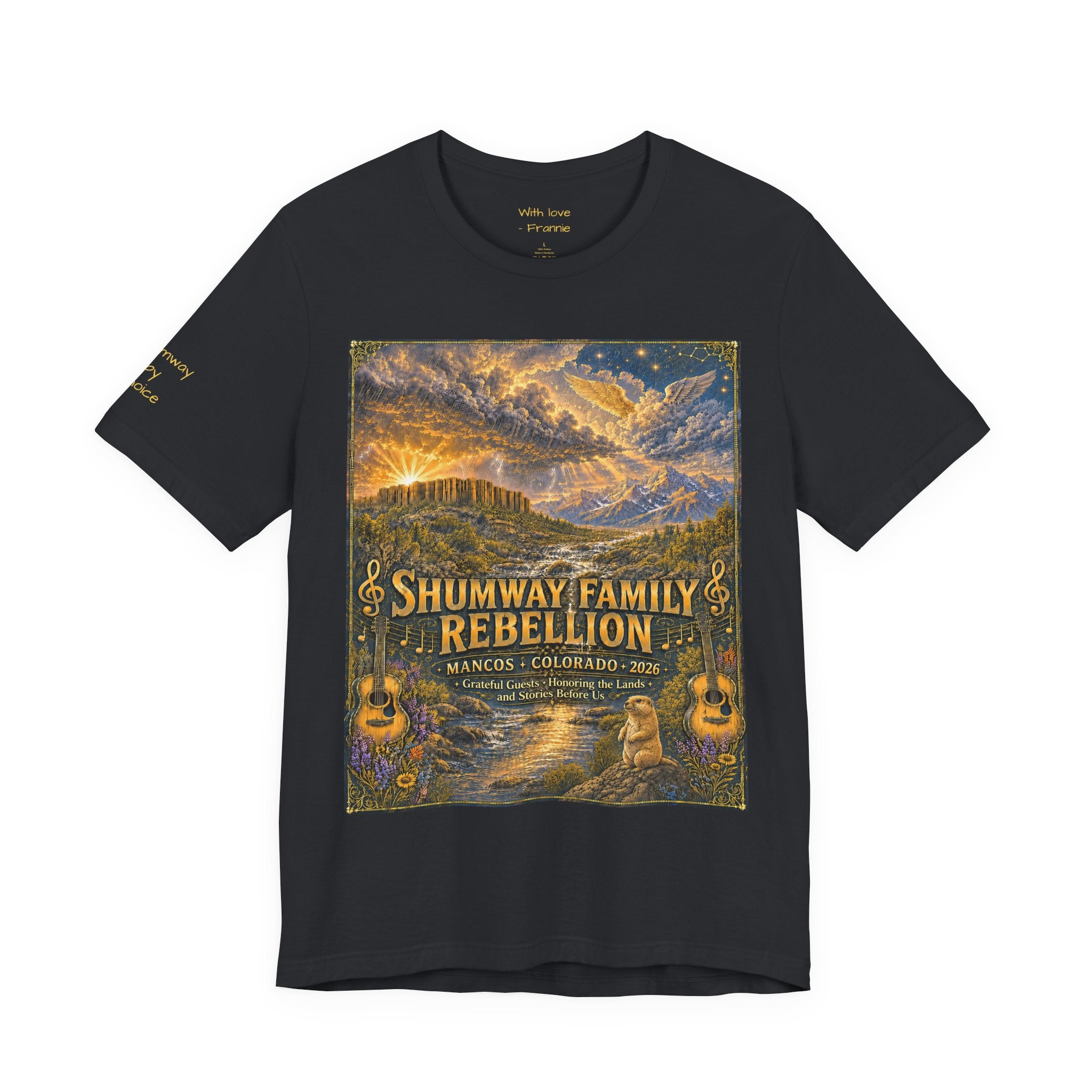 Shumway by Choice Family Rebellion tour tee | Concert Poster T-shirt, Acoustic Folk Design