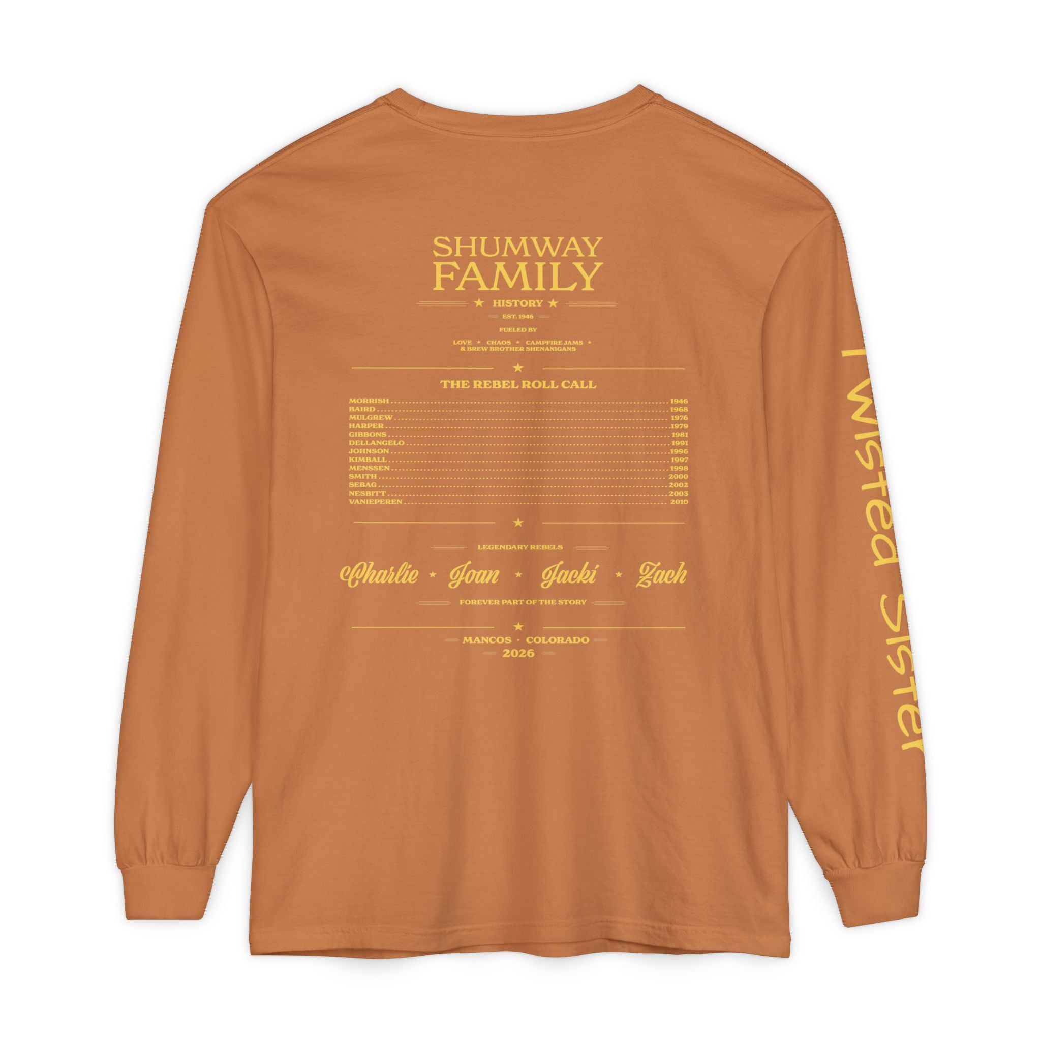 Twisted Sister - Shumway by Choice Family Rebellion Tour Long Sleeve Shirt | Band Poster Tee