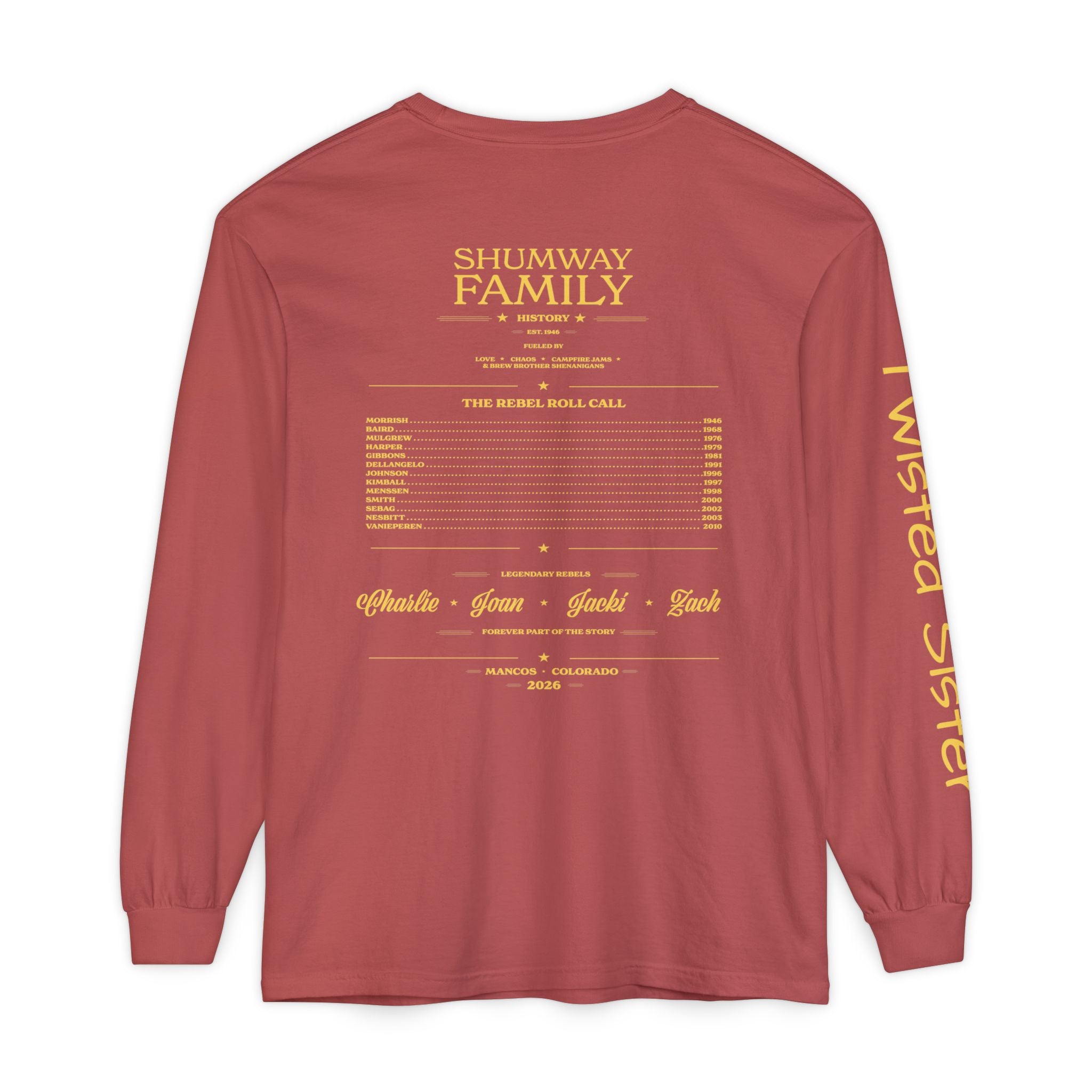 Twisted Sister - Shumway by Choice Family Rebellion Tour Long Sleeve Shirt | Band Poster Tee