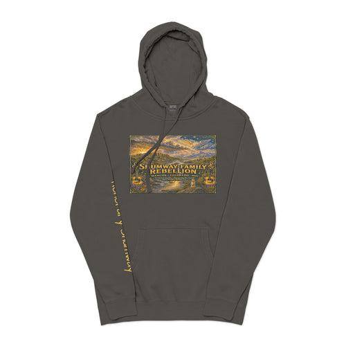 Honorary Shumway Mountain Lake Sunset hoodie | Vintage Landscape, Script Sleeve