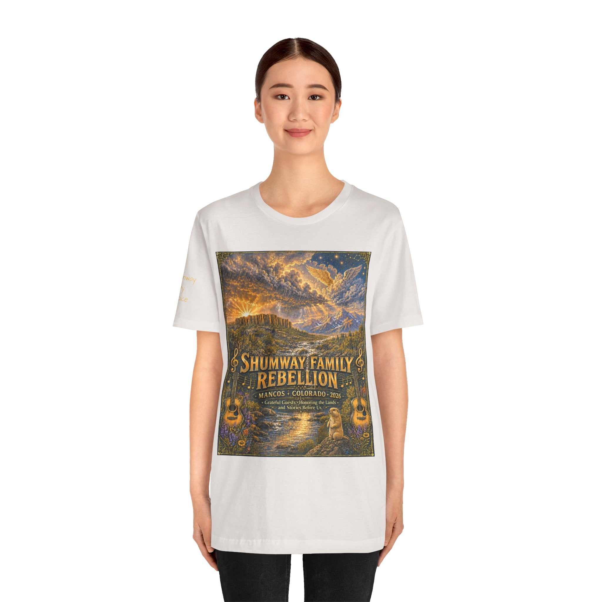 Shumway by Choice Family Rebellion tour tee | Concert Poster T-shirt, Acoustic Folk Design