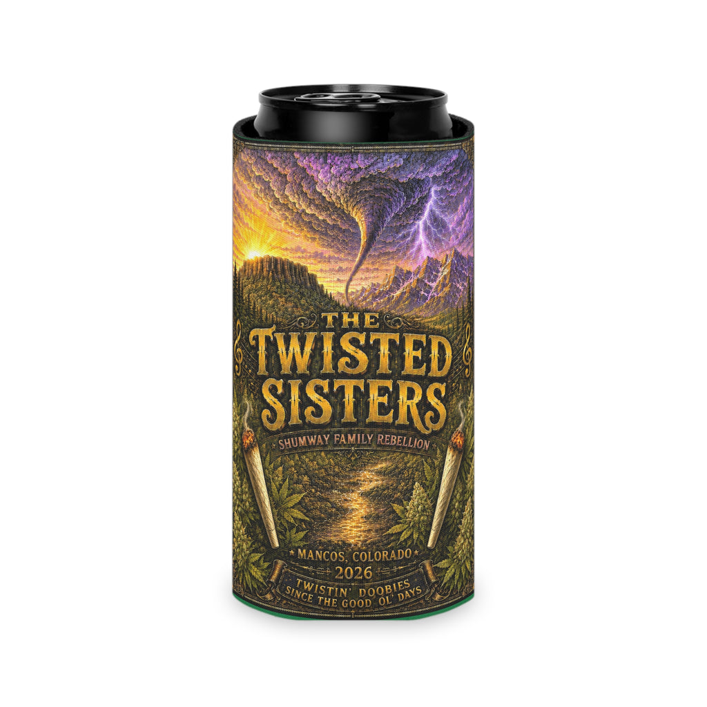 Twisted Sister Long Shumway Family Rebellion Poster Can Cooler | Concert Landscape, Guitars
