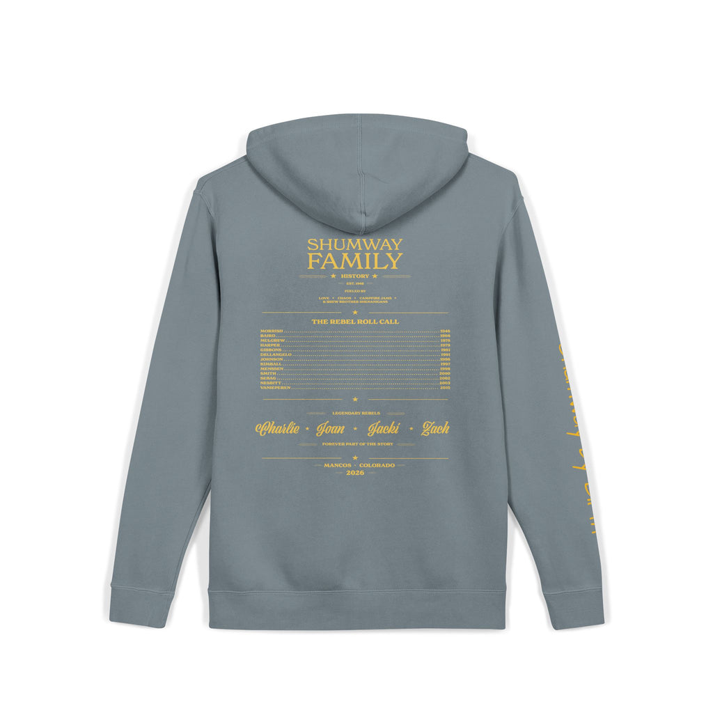 Shumway by Birth Mountain Lake Sunset hoodie | Vintage Landscape, Script Sleeve