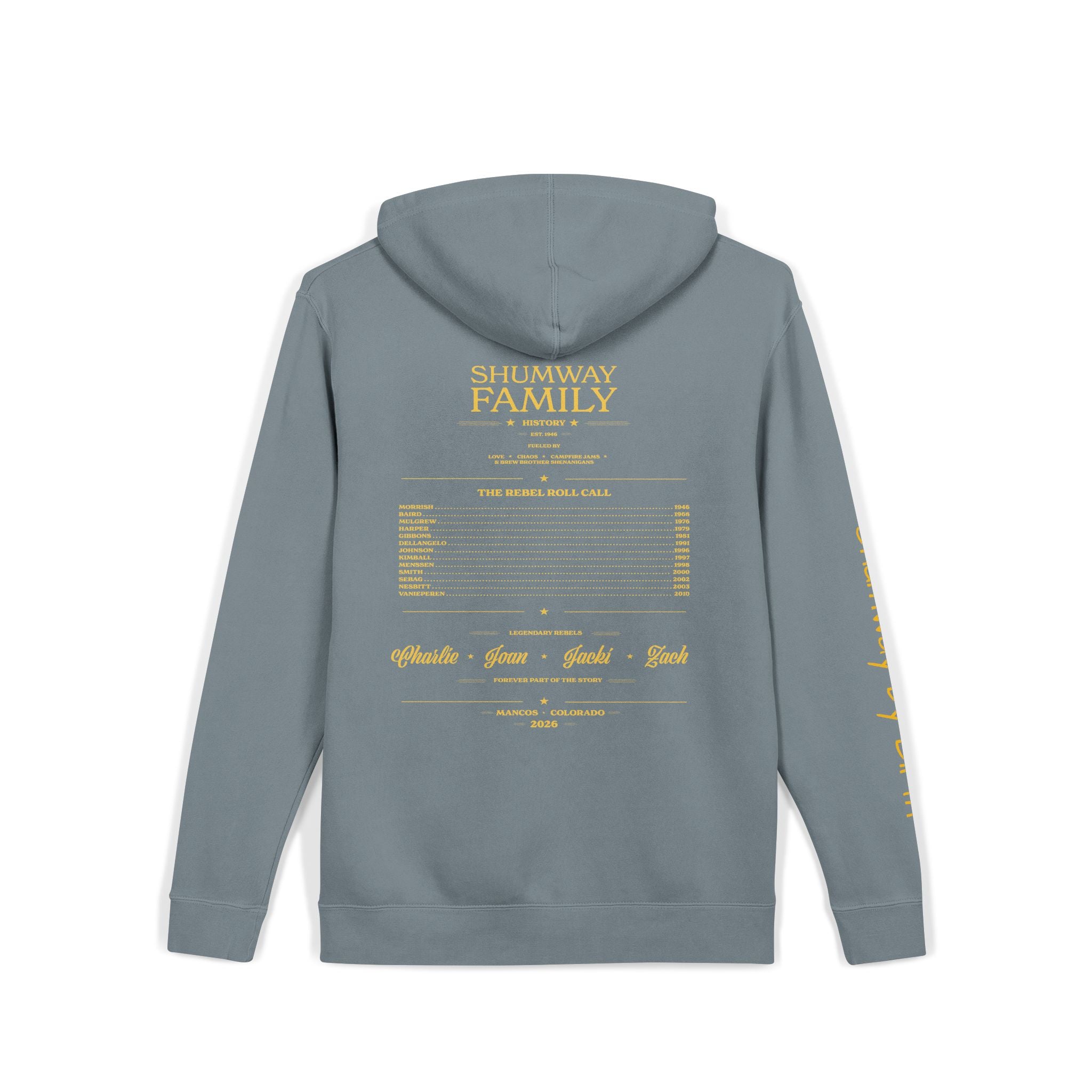 Shumway by Birth Mountain Lake Sunset hoodie | Vintage Landscape, Script Sleeve