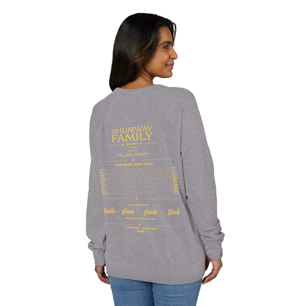 Shumway Family Rebellion Crewneck Sweater | Mountain Lake Concert Poster Design