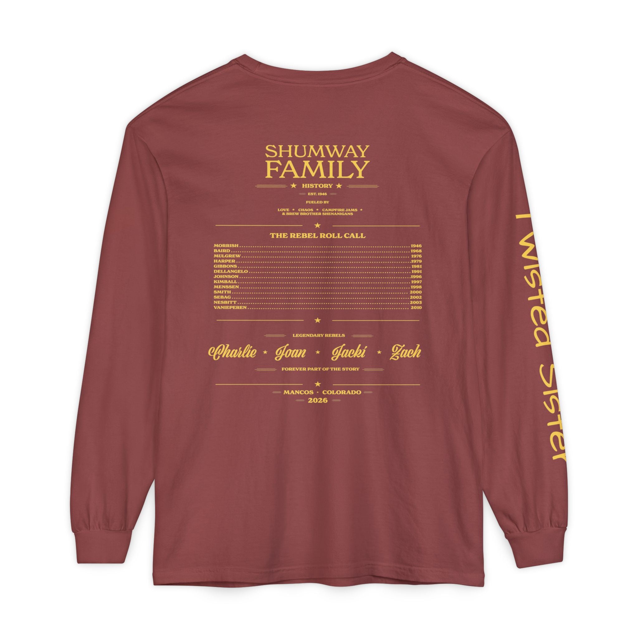Twisted Sister - Shumway by Choice Family Rebellion Tour Long Sleeve Shirt | Band Poster Tee