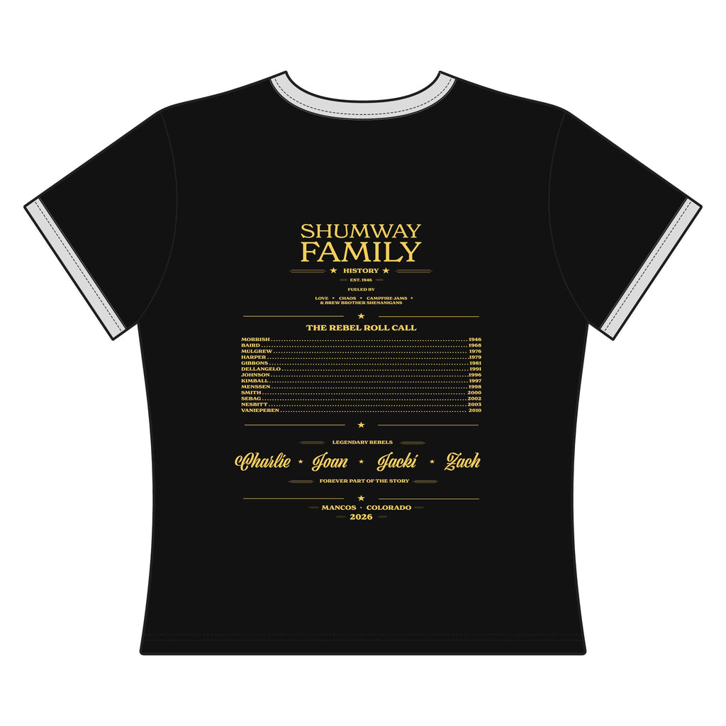 The Twisted Sisters Shumway Family Rebellion poster art Ringer Tee | Tornado concert graphic tee