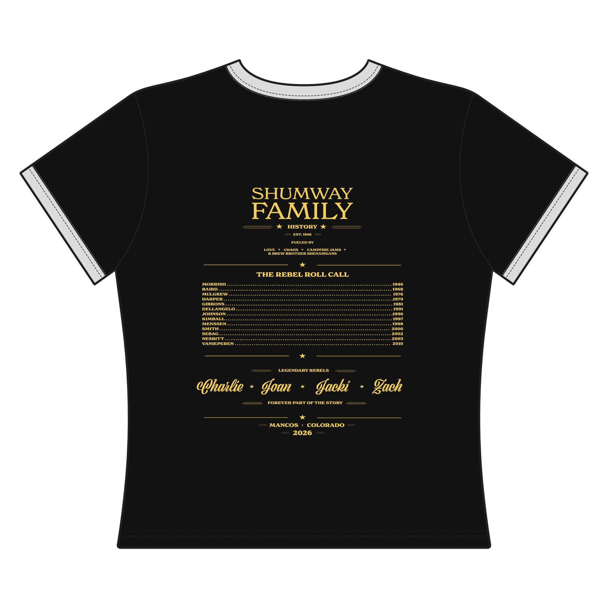 The Twisted Sisters Shumway Family Rebellion poster art Ringer Tee | Tornado concert graphic tee