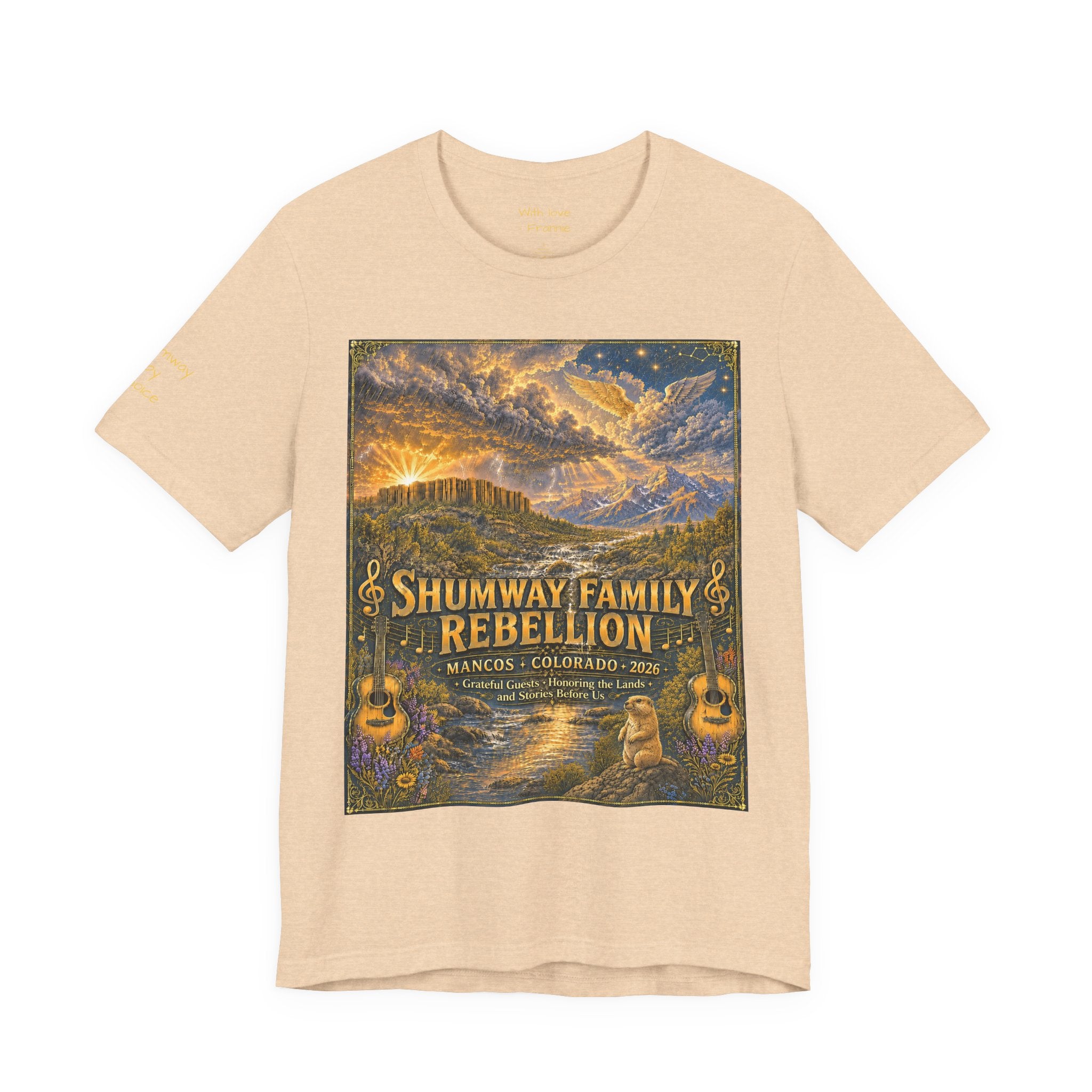 Shumway by Choice Family Rebellion tour tee | Concert Poster T-shirt, Acoustic Folk Design