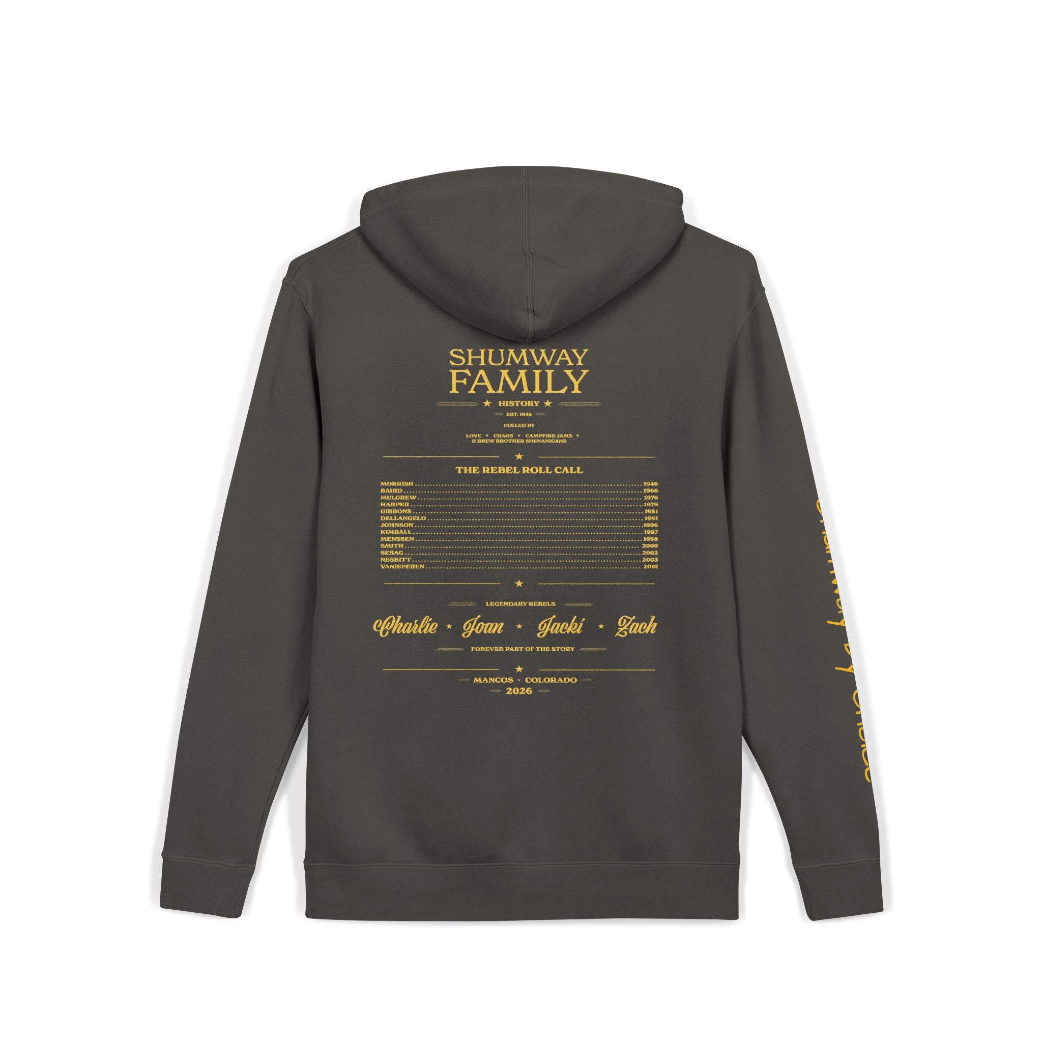 Shumway by Choice Mountain Lake Sunset hoodie | Vintage Landscape, Script Sleeve