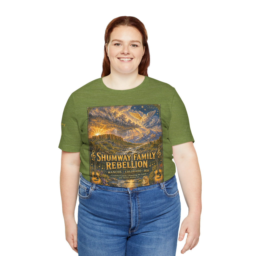 Shumway by Choice Family Rebellion tour tee | Concert Poster T-shirt, Acoustic Folk Design
