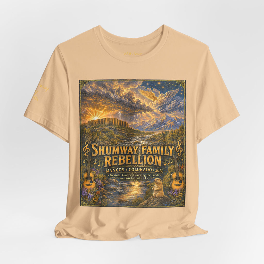 Shumway by Birth Family Rebellion tour tee | Concert Poster T-shirt, Acoustic Folk Design
