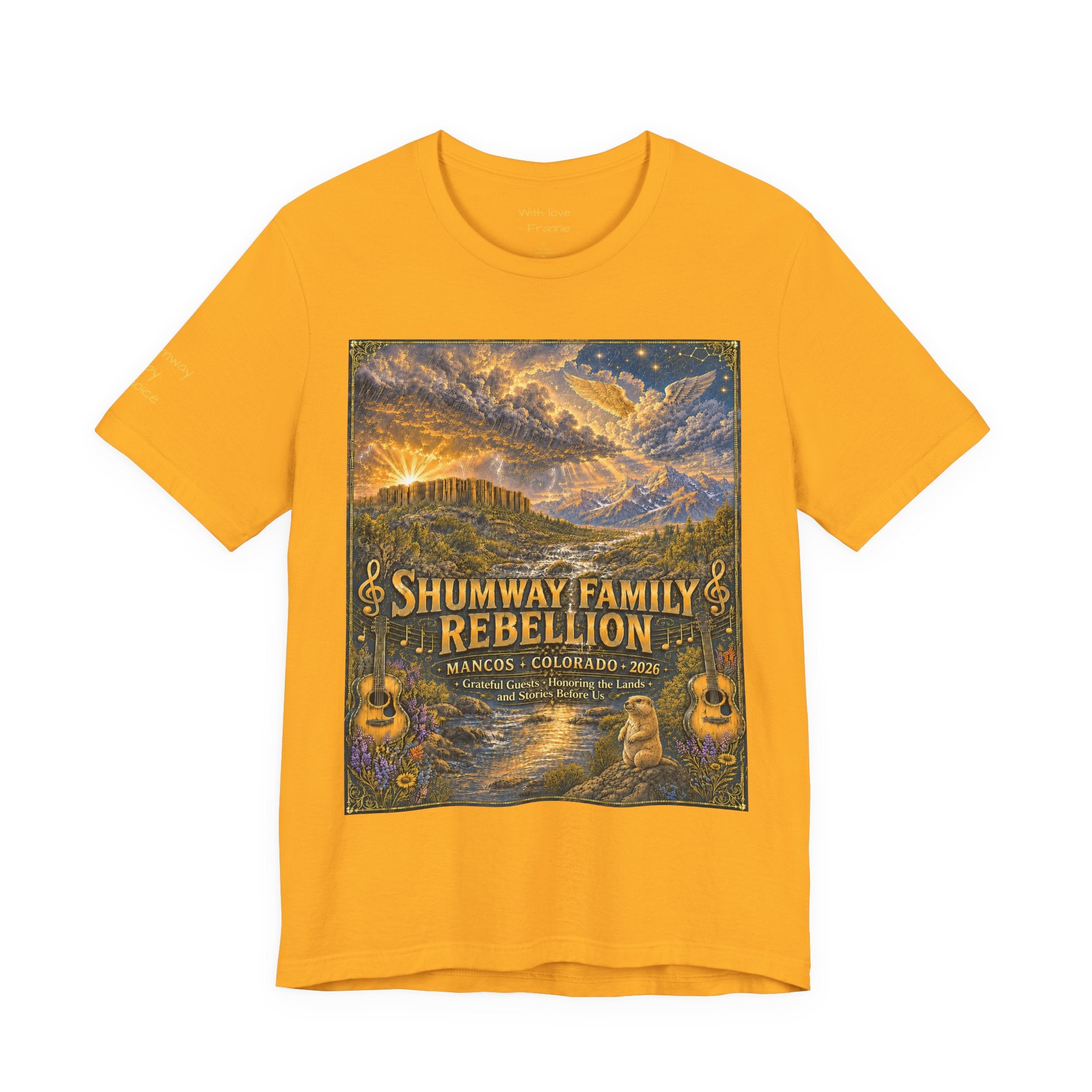 Shumway by Choice Family Rebellion tour tee | Concert Poster T-shirt, Acoustic Folk Design
