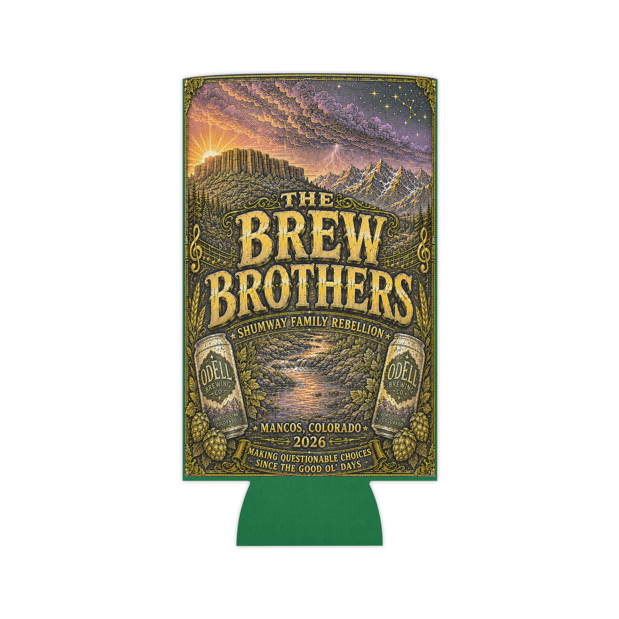 The Brew Brothers Shumway Family Rebellion Poster Can Cooler | Concert Landscape, Guitars