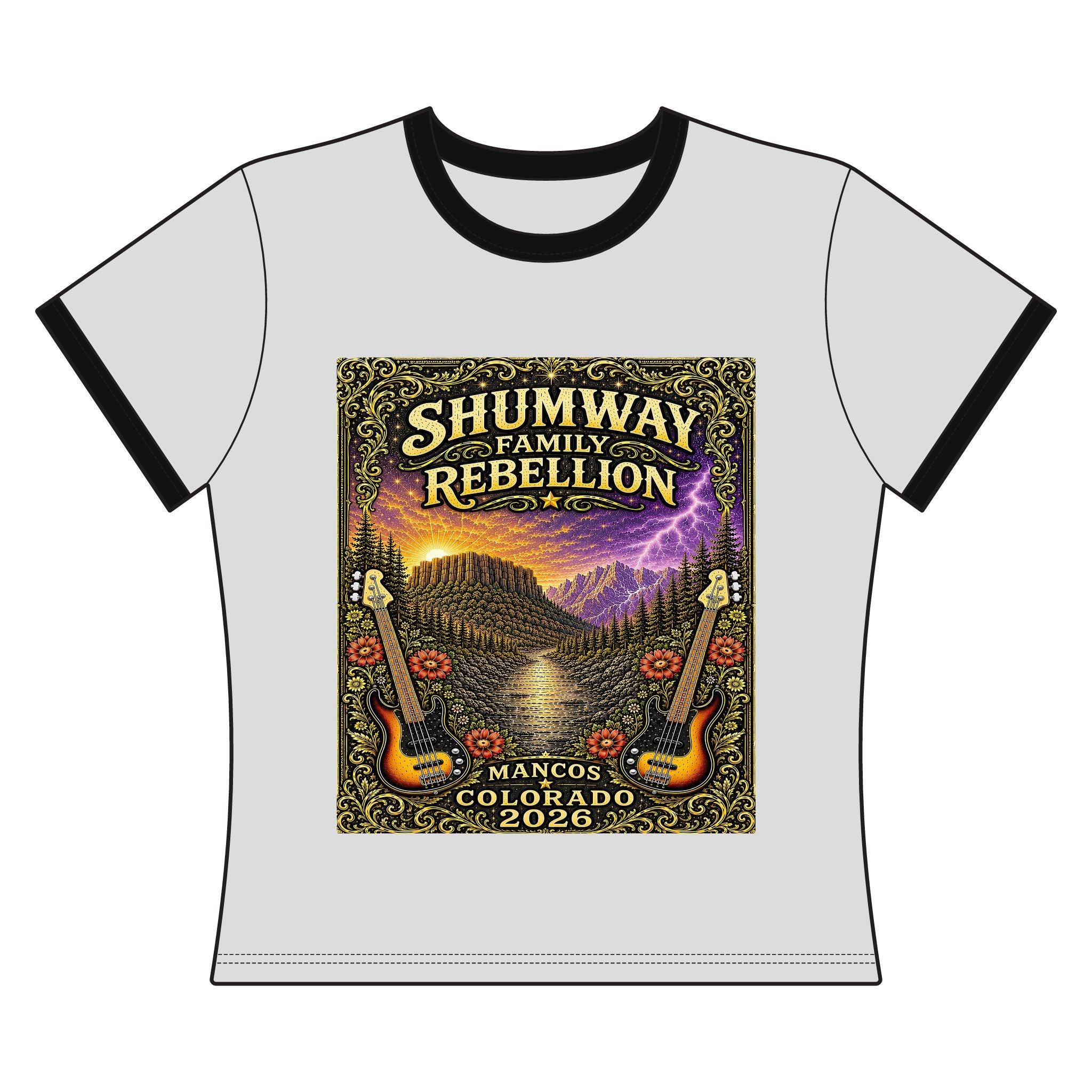 Shumway Family Rebellion poster art Ringer Tee | Tornado concert graphic tee