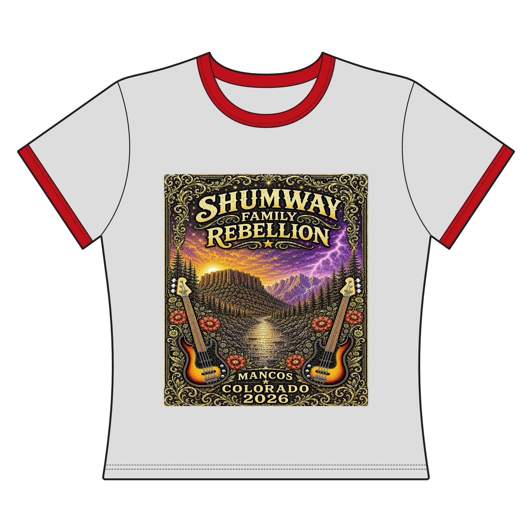 Shumway Family Rebellion poster art Ringer Tee | Tornado concert graphic tee
