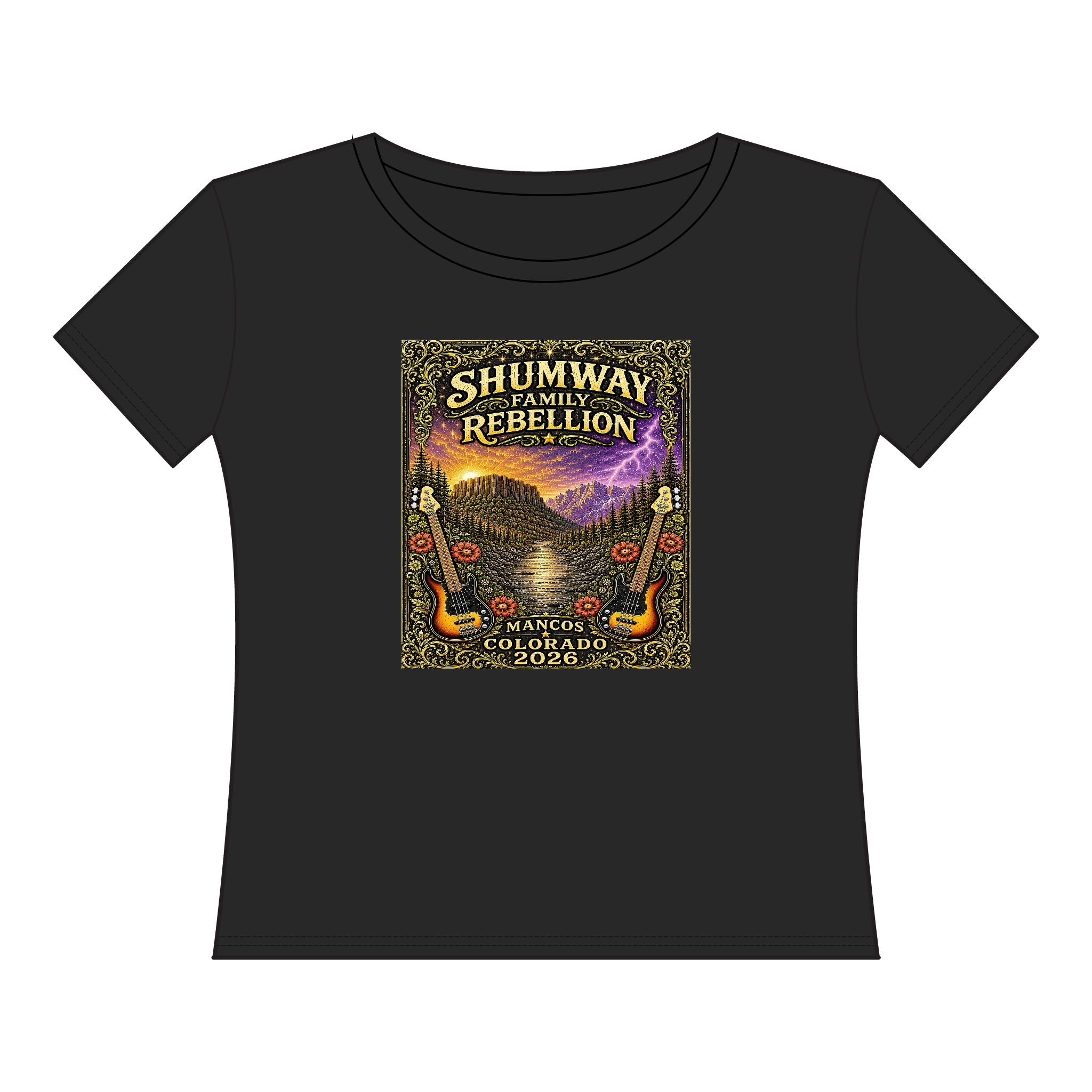 Shumway Family Rebellion Poster Tee | Mountains, Guitars, Colorado