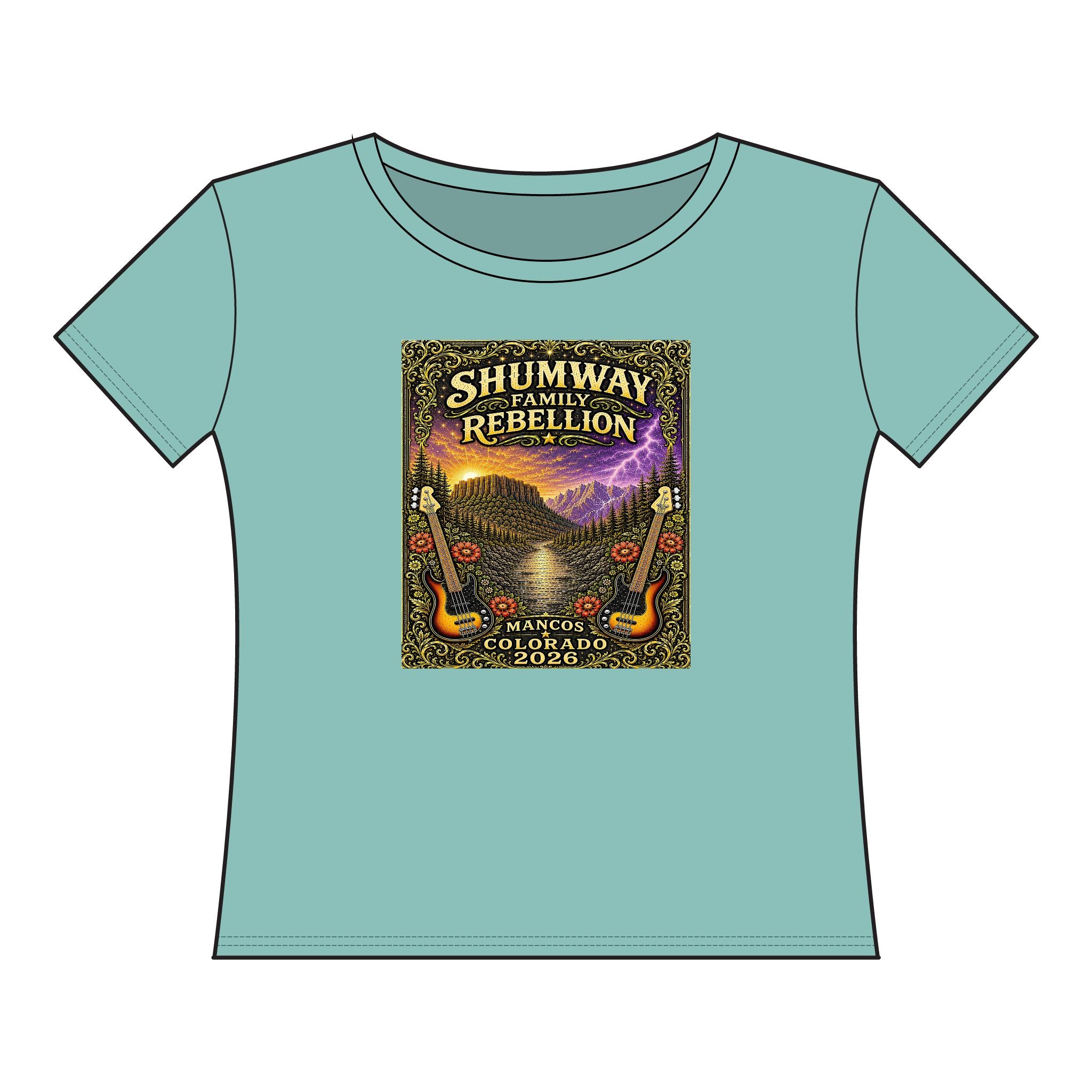 Shumway Family Rebellion Poster Tee | Mountains, Guitars, Colorado