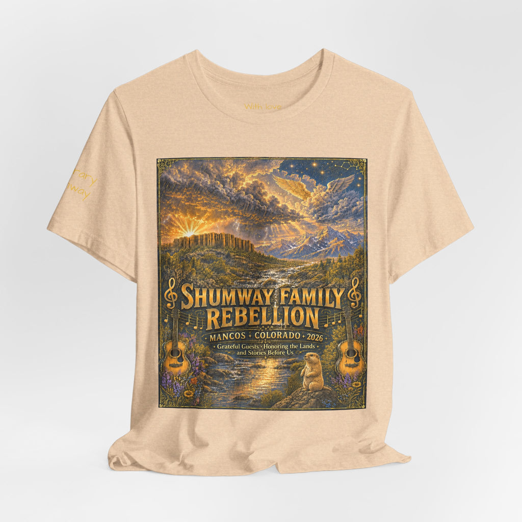 Honorary Shumway Family Rebellion tour tee | Concert Poster T-shirt, Acoustic Folk Design