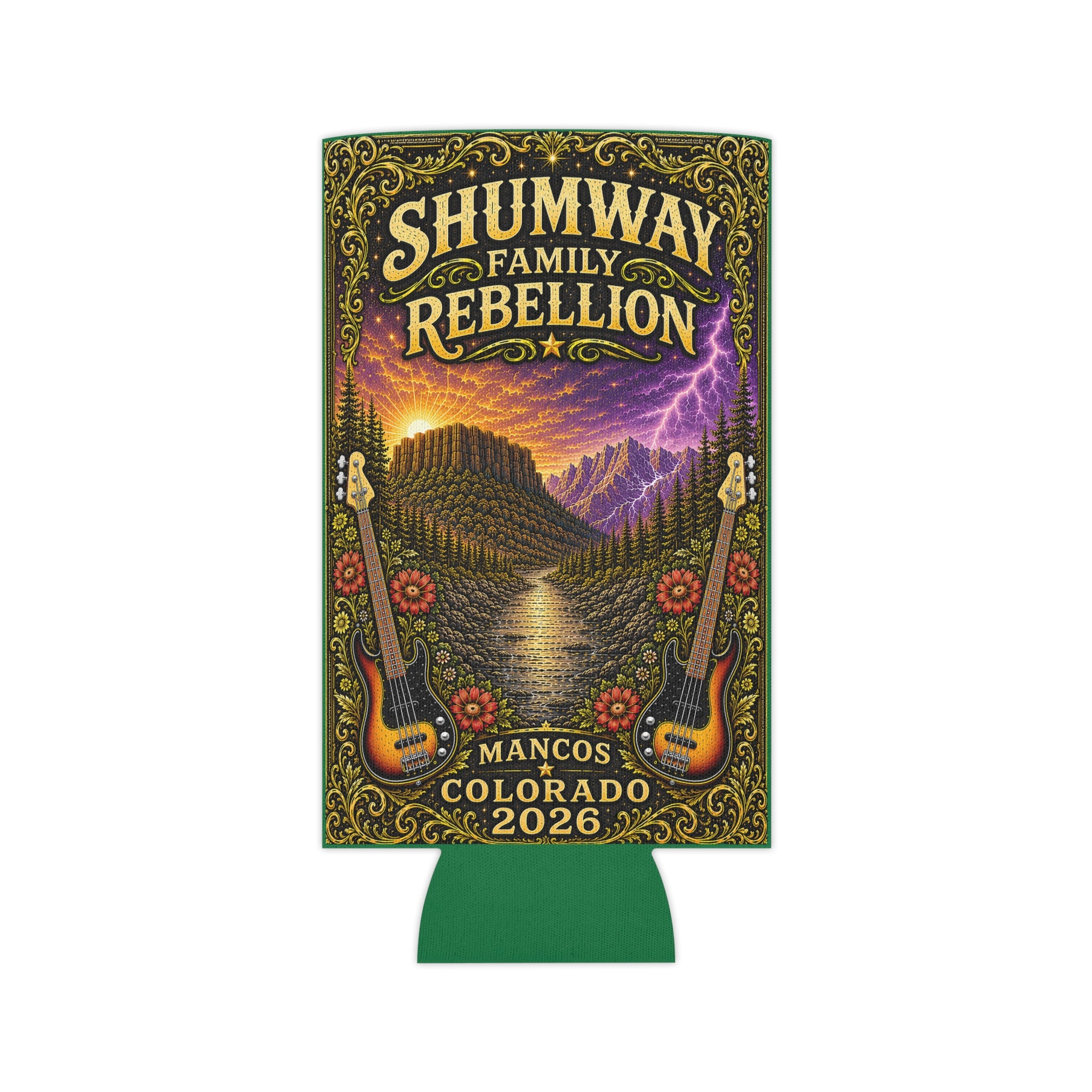 Shumway Family Rebellion Poster Can Cooler | Concert Landscape, Guitars