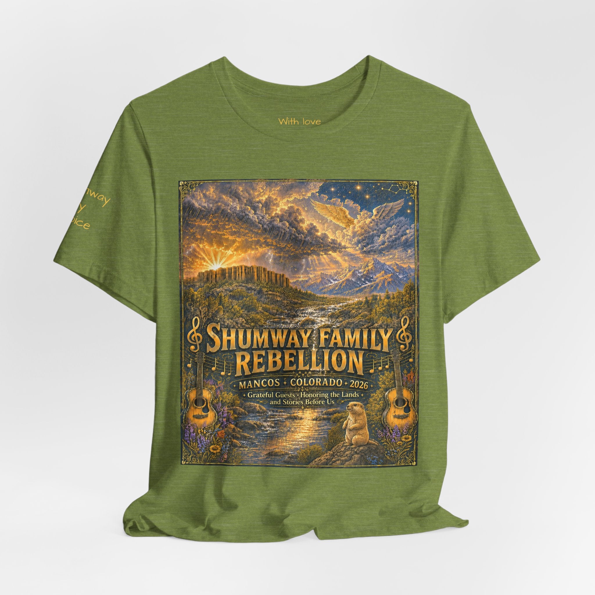 Shumway by Choice Family Rebellion tour tee | Concert Poster T-shirt, Acoustic Folk Design