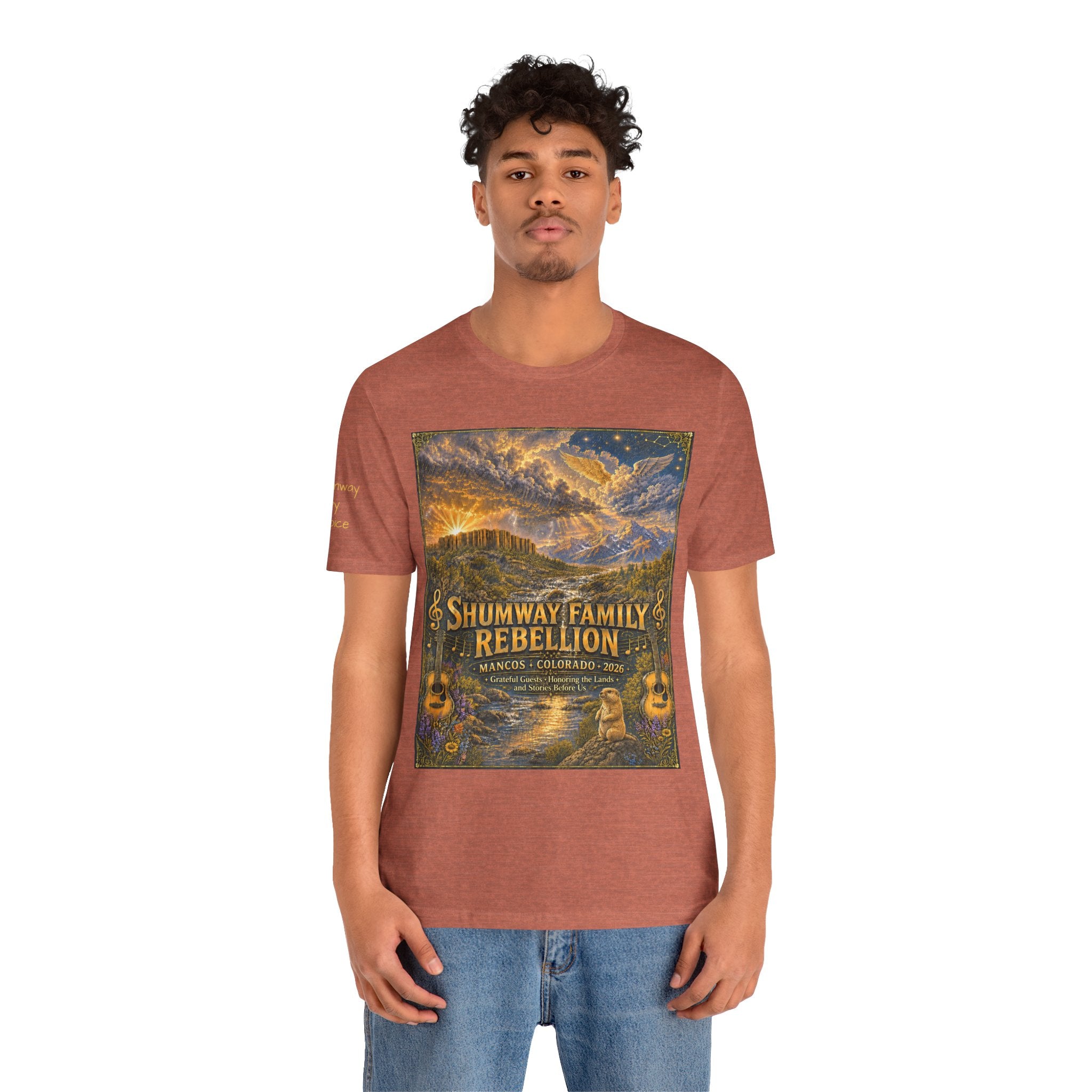 Shumway by Choice Family Rebellion tour tee | Concert Poster T-shirt, Acoustic Folk Design