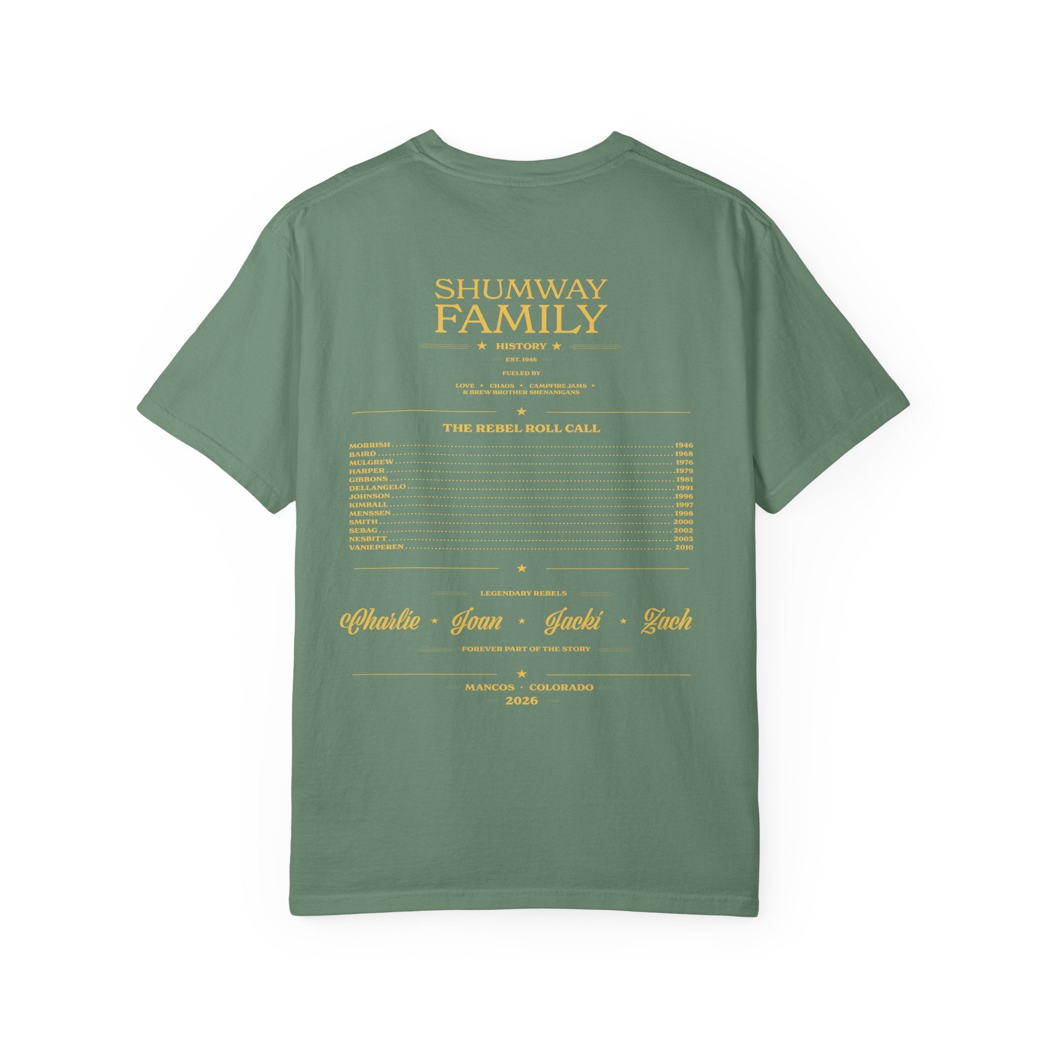 Shumway Family Rebellion T-shirt | Americana Sunset Landscape, Guitar Motif