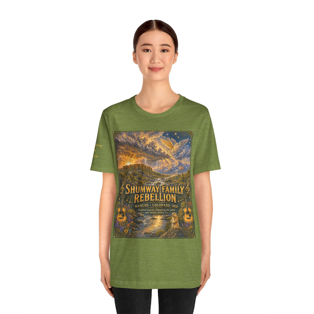 Shumway by Choice Family Rebellion tour tee | Concert Poster T-shirt, Acoustic Folk Design