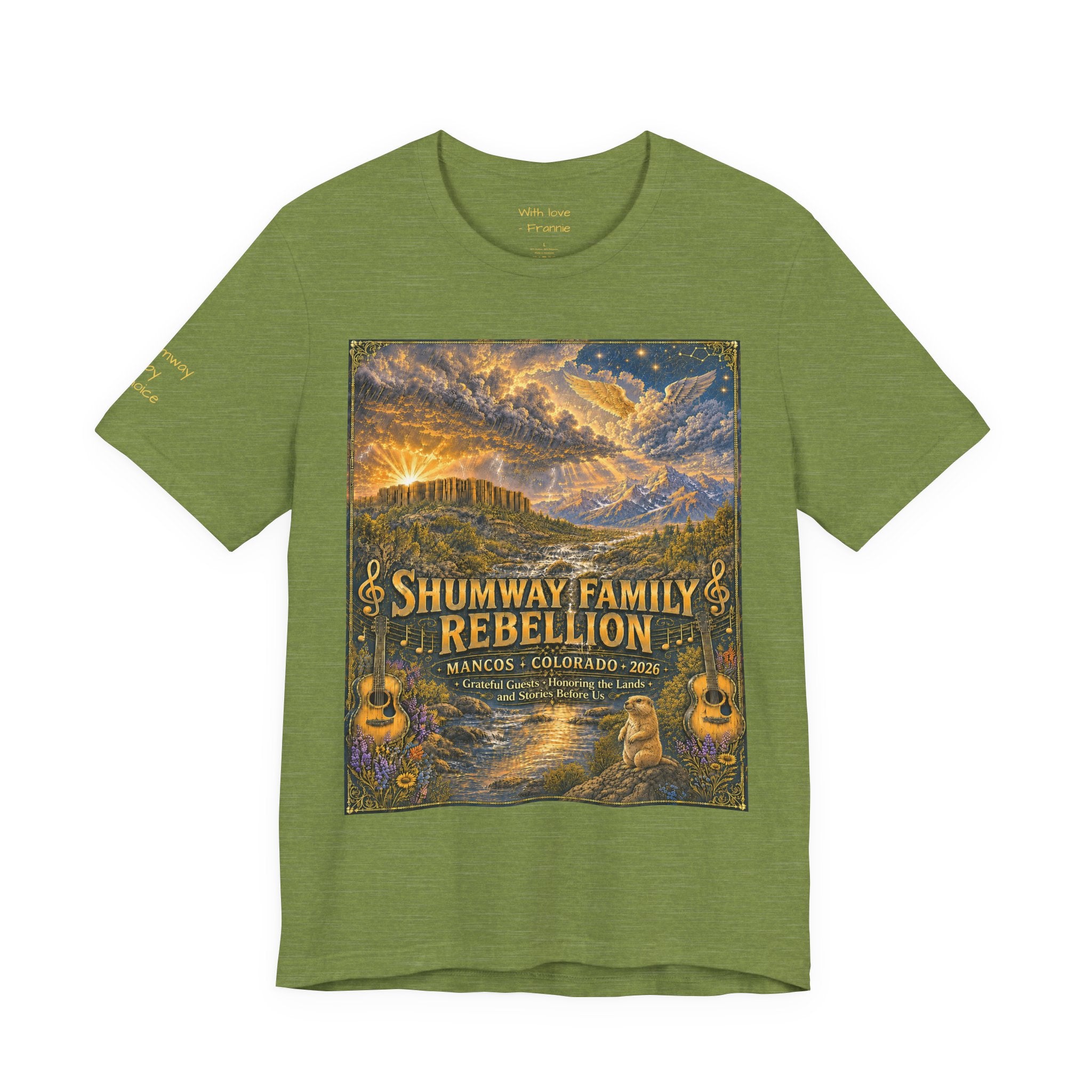 Shumway by Choice Family Rebellion tour tee | Concert Poster T-shirt, Acoustic Folk Design