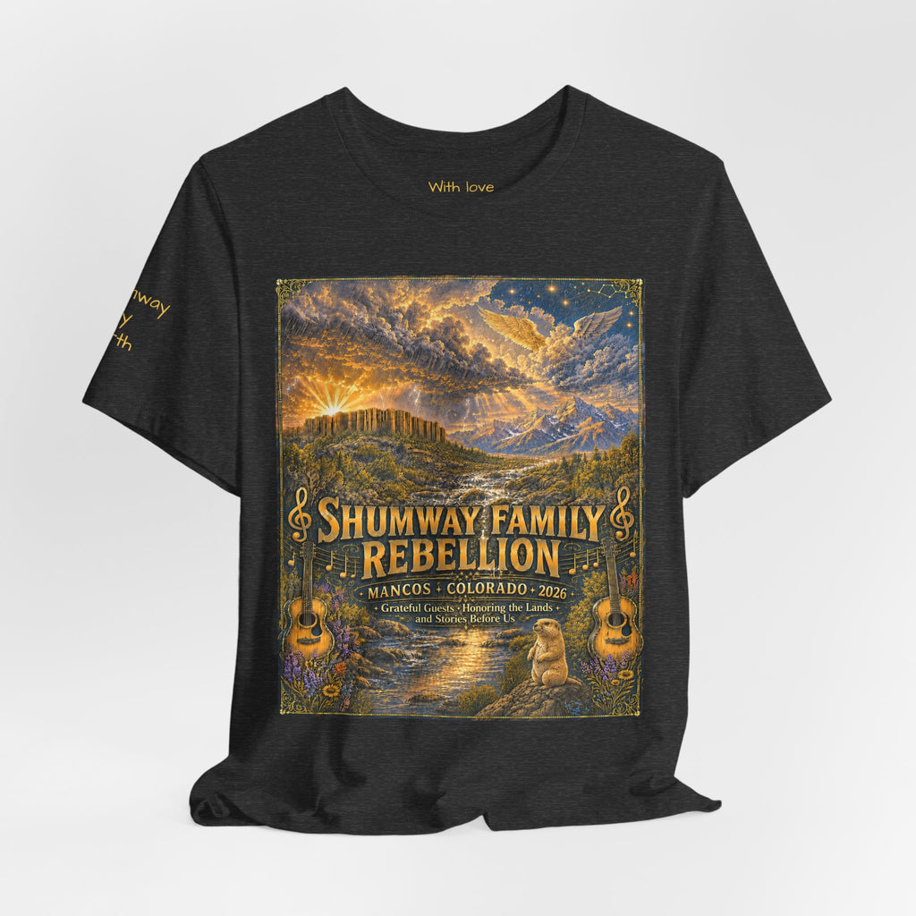 Shumway by Birth Family Rebellion tour tee | Concert Poster T-shirt, Acoustic Folk Design