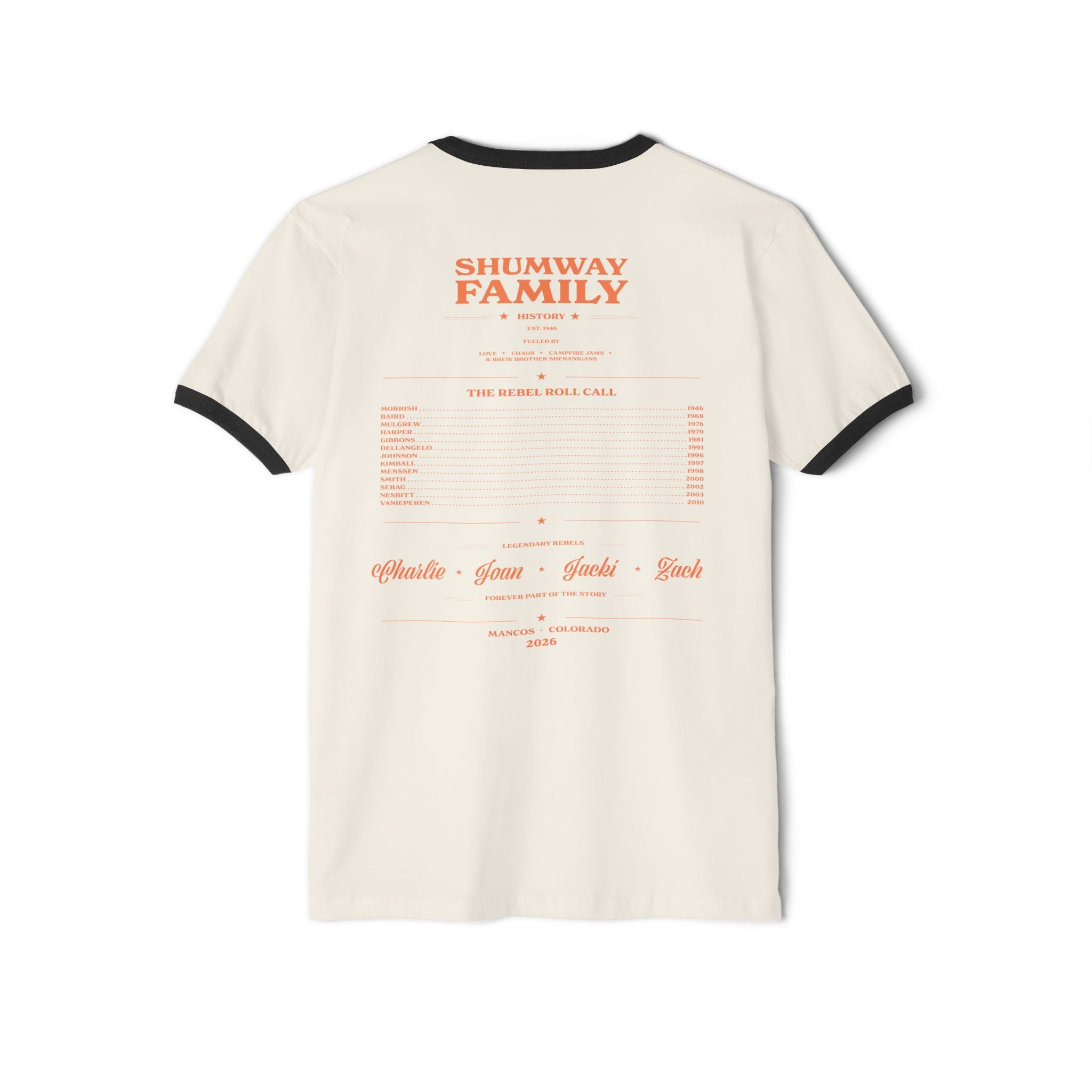 Shumway Family Rebellion Poster T-Shirt | Mountain Lightning Scene