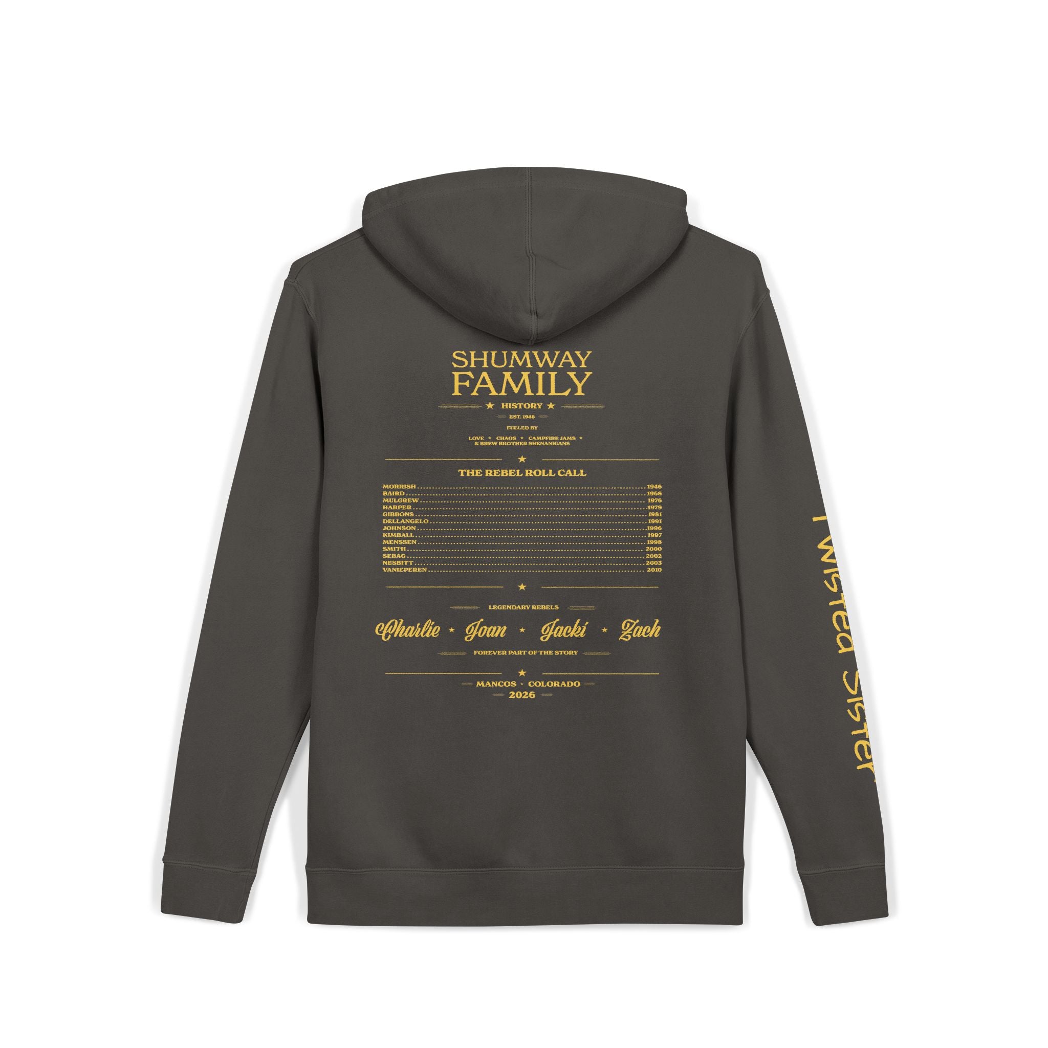 Twisted Sister - Shumway Mountain Lake Sunset hoodie | Vintage Landscape, Script Sleeve