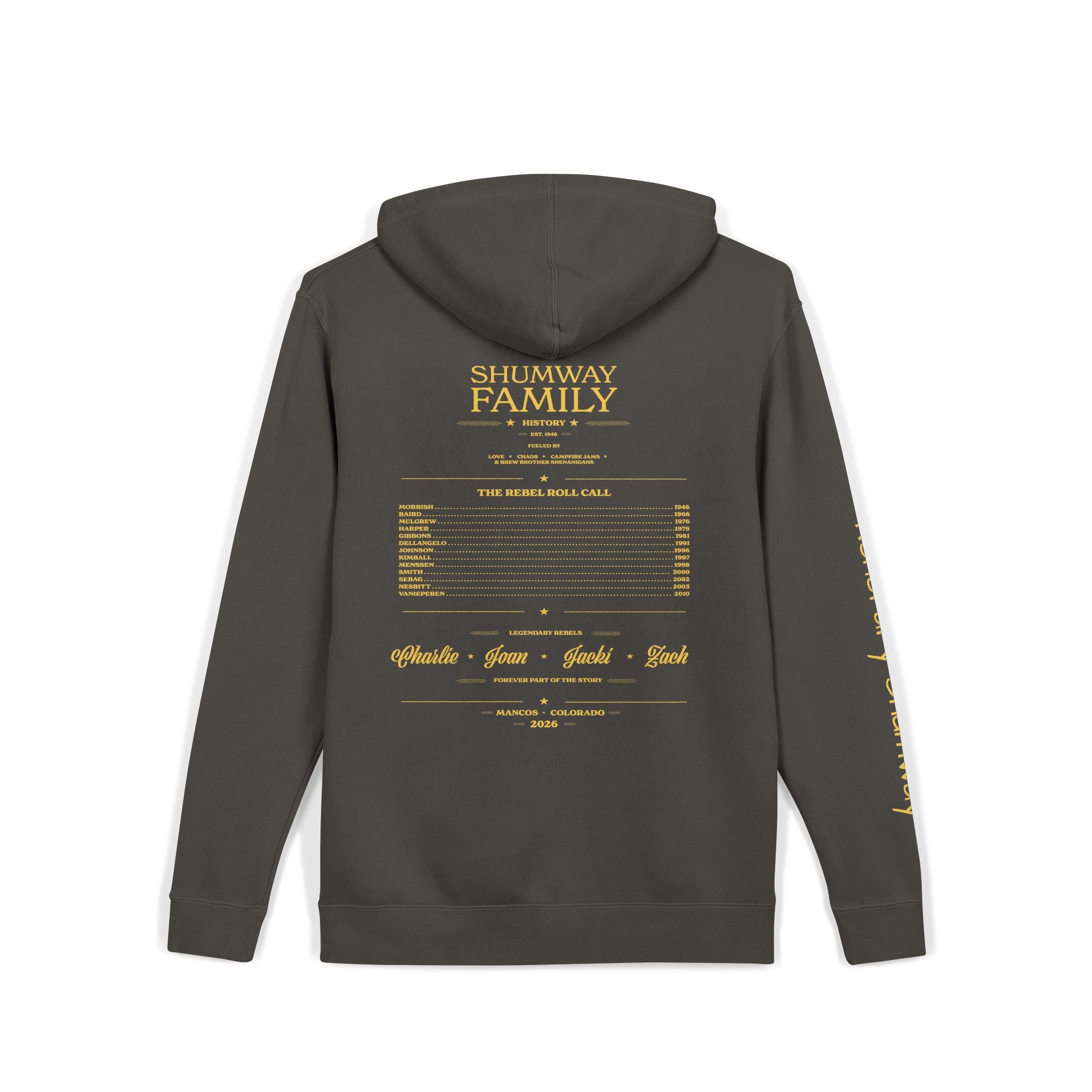 Honorary Shumway Mountain Lake Sunset hoodie | Vintage Landscape, Script Sleeve