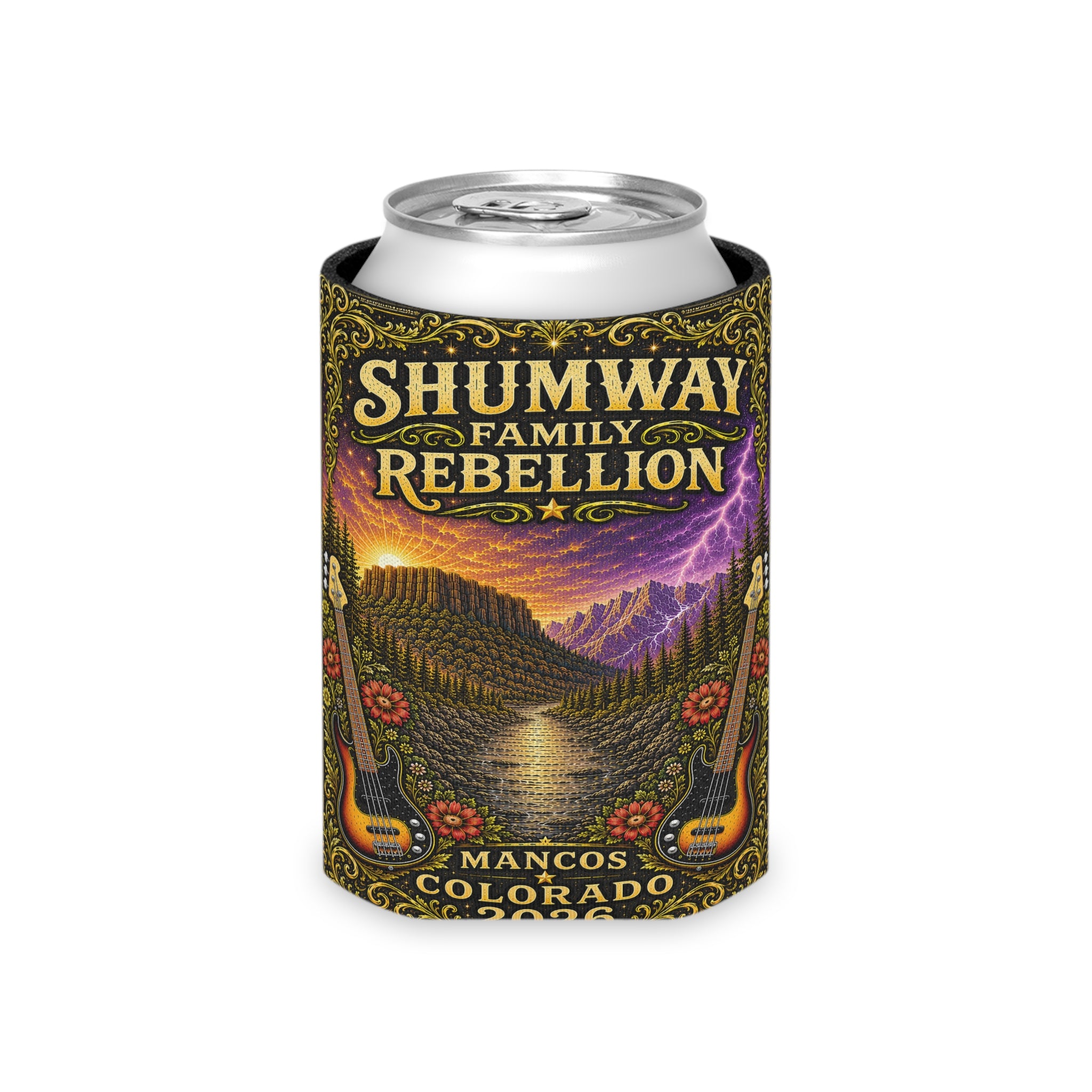Shumway Family Rebellion Poster Can Cooler | Concert Landscape, Guitars