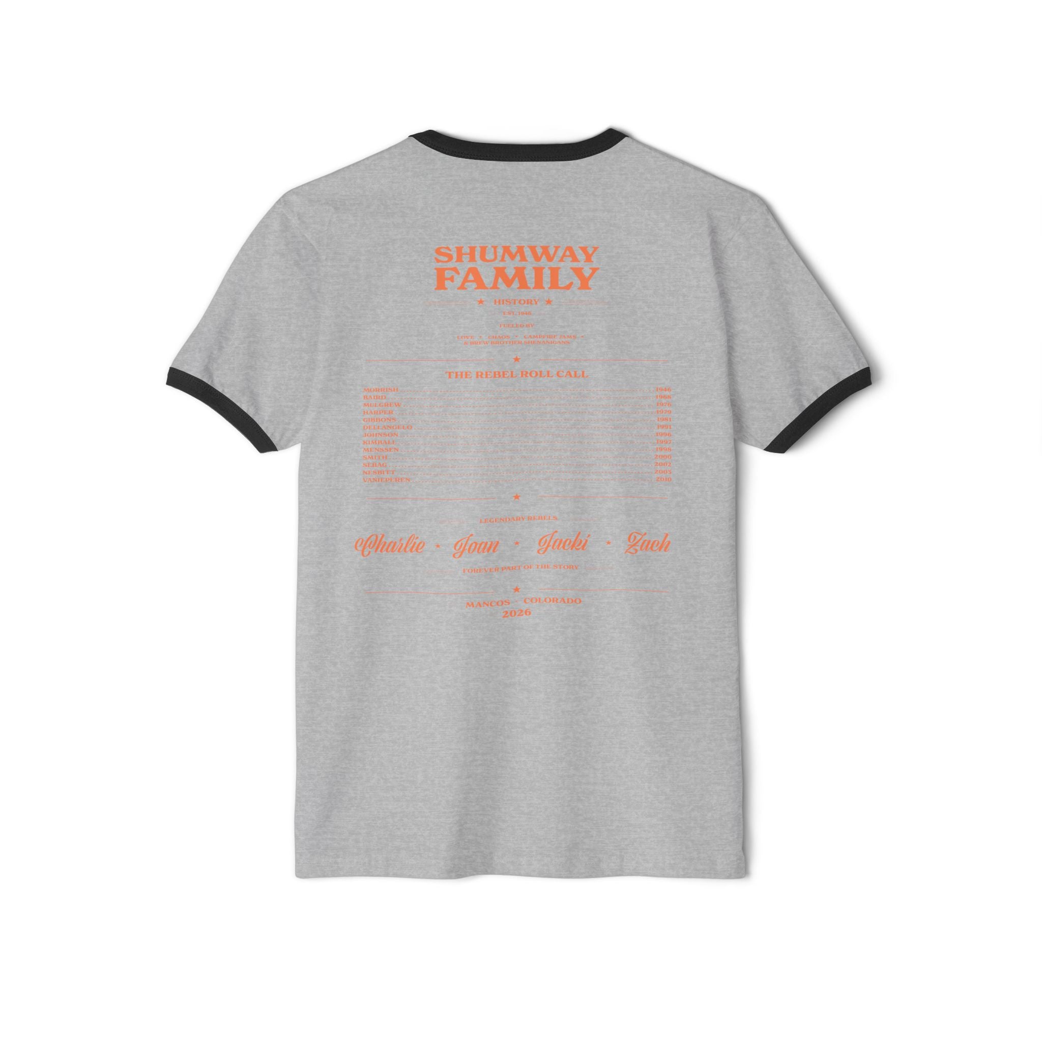 Shumway Family Rebellion Poster T-Shirt | Mountain Lightning Scene