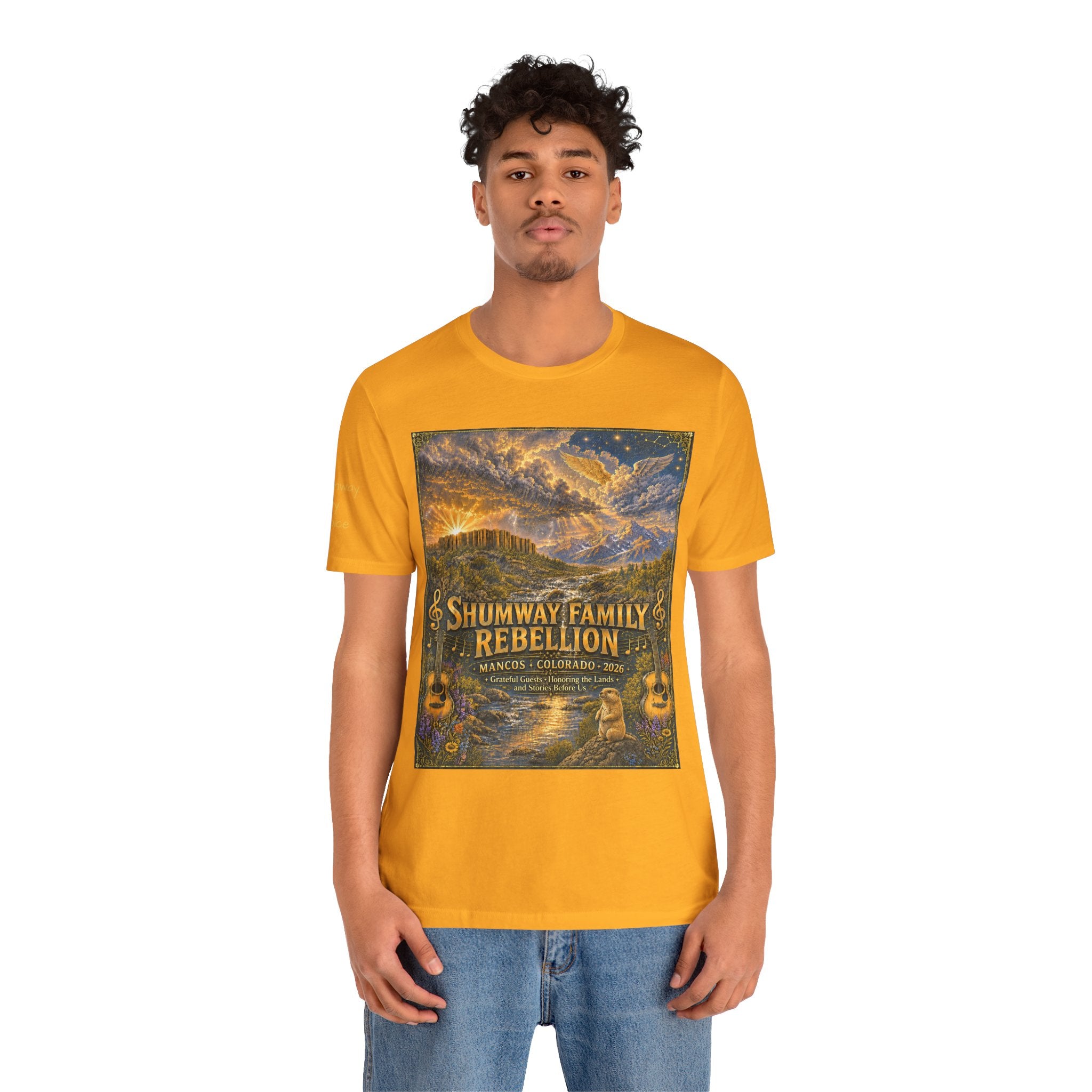 Shumway by Choice Family Rebellion tour tee | Concert Poster T-shirt, Acoustic Folk Design