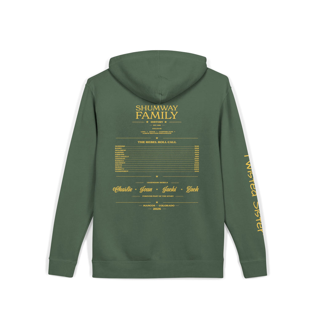 Twisted Sister - Shumway Mountain Lake Sunset hoodie | Vintage Landscape, Script Sleeve