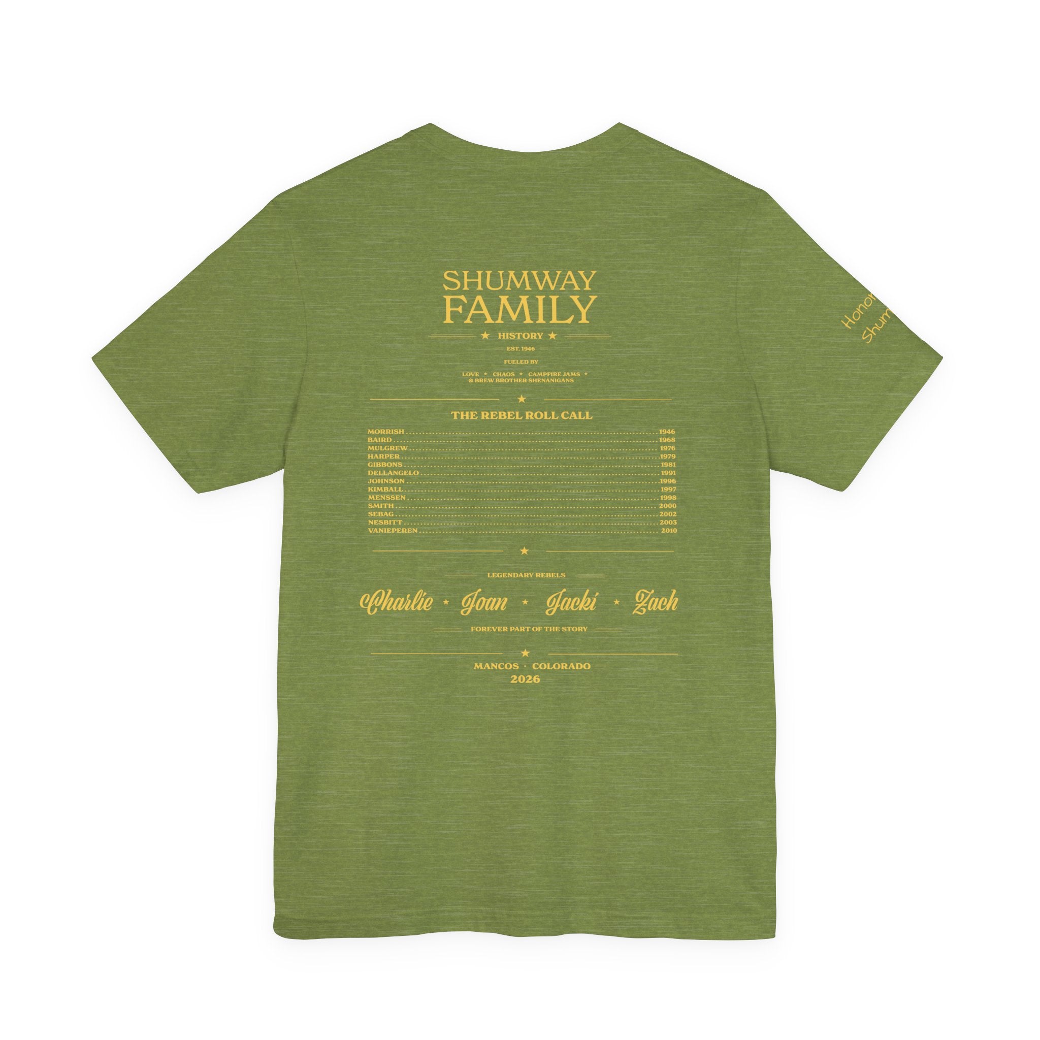 Honorary Shumway Family Rebellion tour tee | Concert Poster T-shirt, Acoustic Folk Design