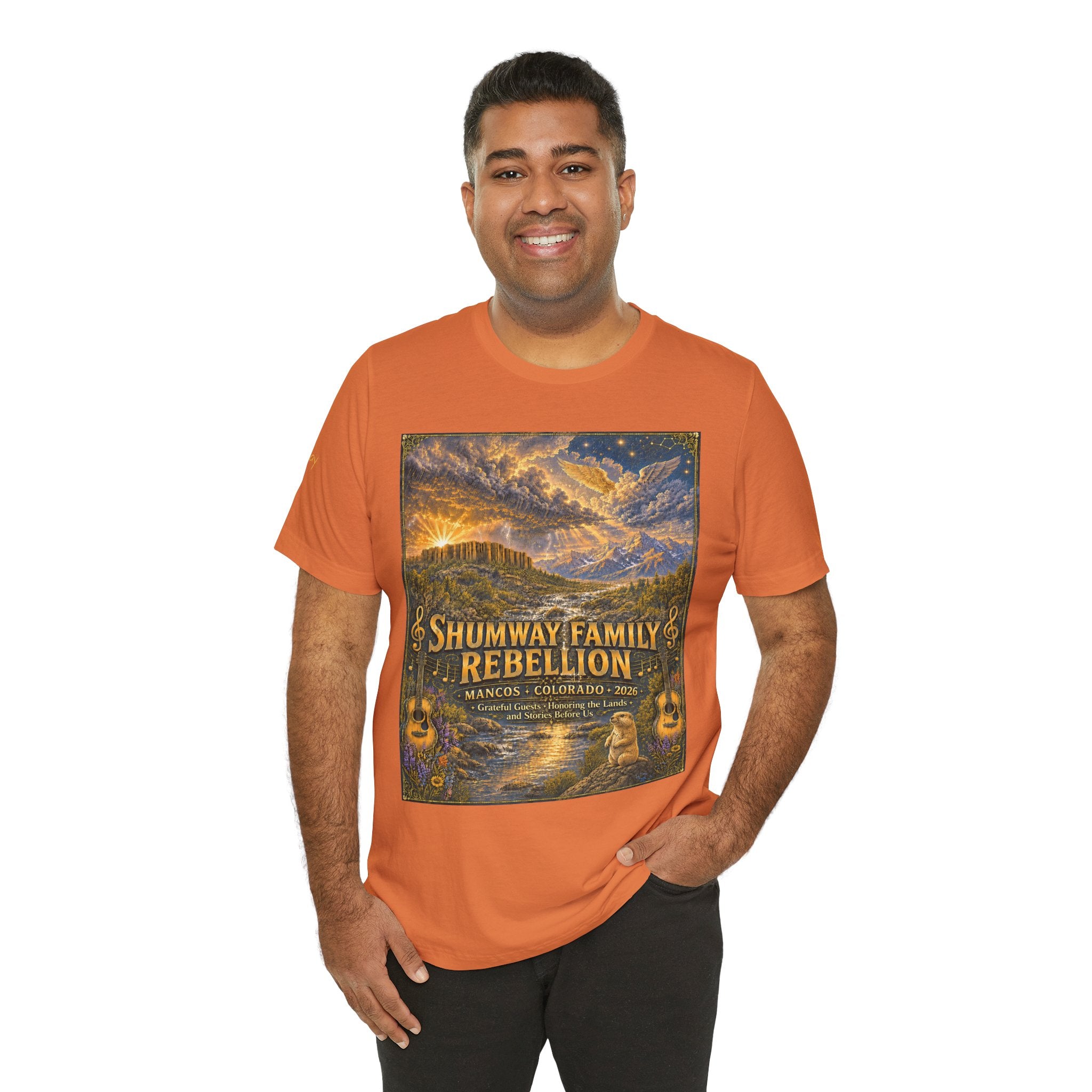 Shumway by Birth Family Rebellion tour tee | Concert Poster T-shirt, Acoustic Folk Design