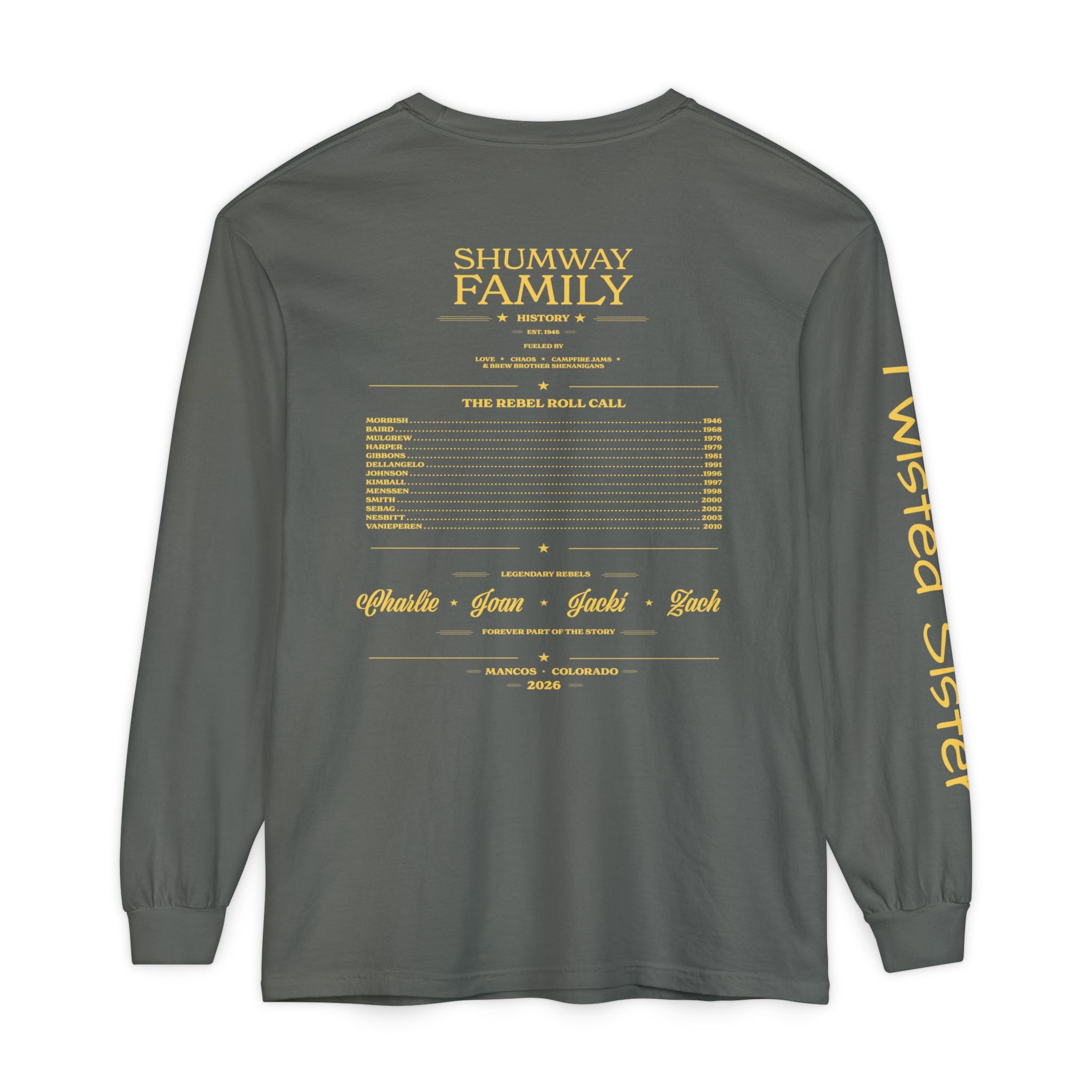 Twisted Sister - Shumway by Choice Family Rebellion Tour Long Sleeve Shirt | Band Poster Tee