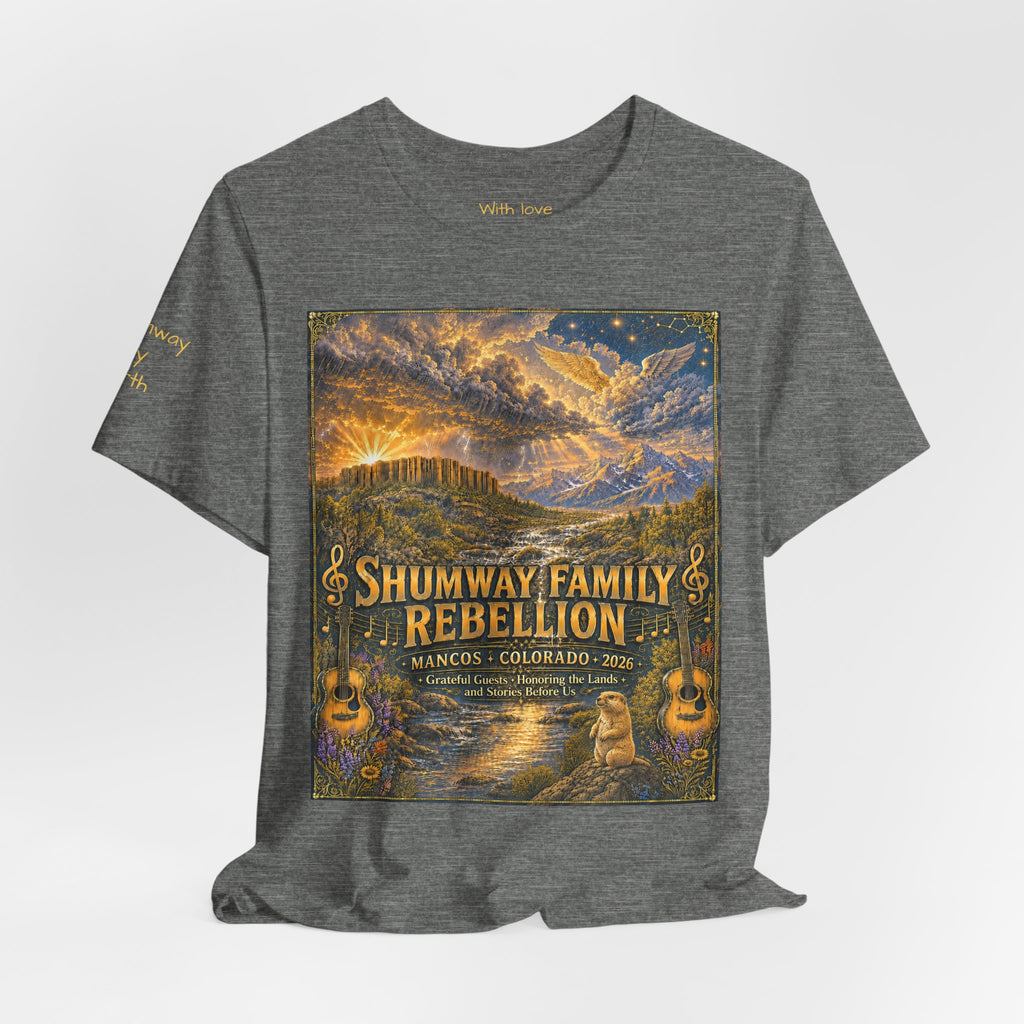 Shumway by Birth Family Rebellion tour tee | Concert Poster T-shirt, Acoustic Folk Design