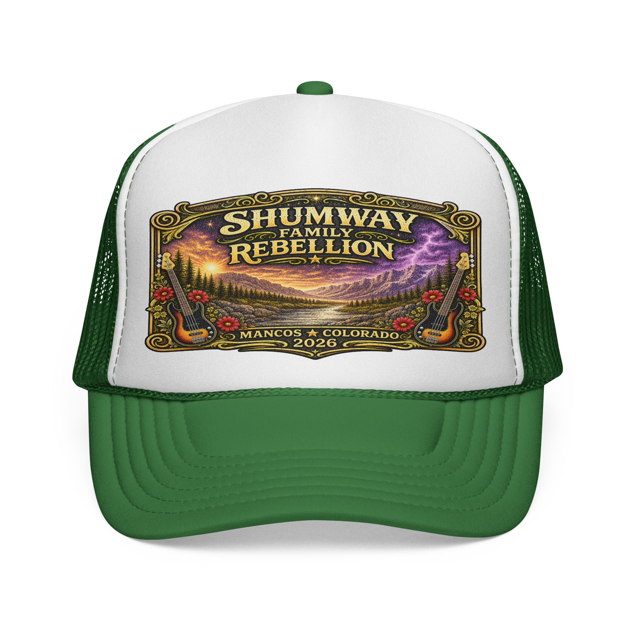 Shumway Family Rebellion concert poster Trucker Hat | Pagosa Springs Colorado music design