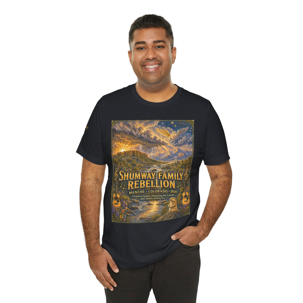 Shumway by Birth Family Rebellion tour tee | Concert Poster T-shirt, Acoustic Folk Design